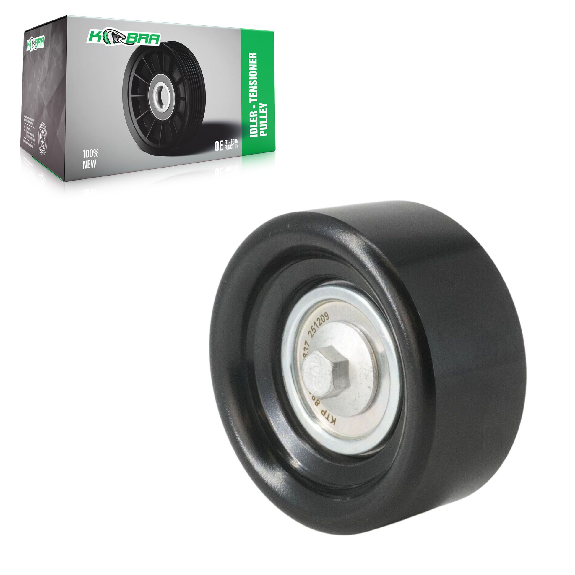 Kobra KTP-89572 Accessory Drive Belt Idler Pulley for 2010-2024 Chevrolet LCF 3500HG, Chevrolet LCF 5500HG, Chevrolet LCF 5500XG - Smooth Pulley, Lower, Right