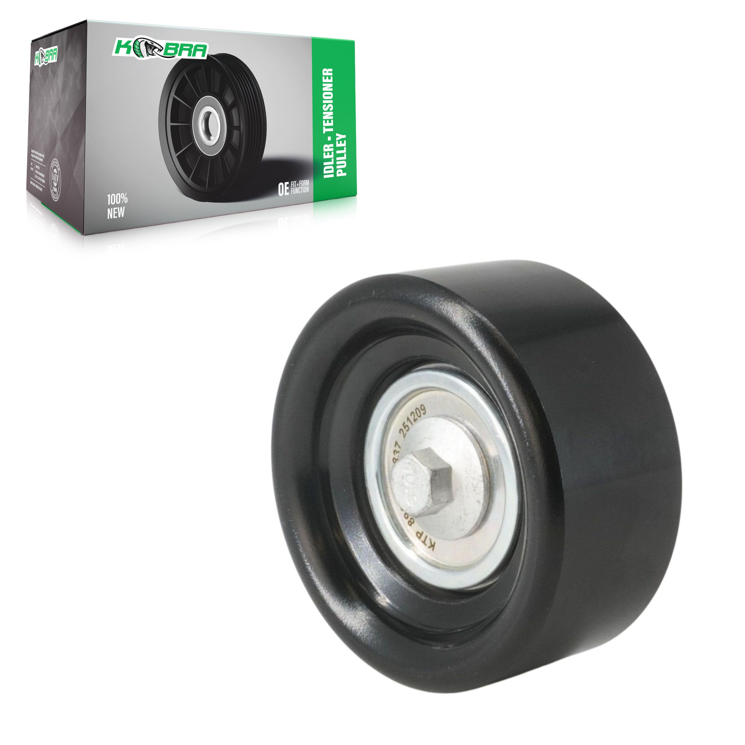 Kobra KTP-89572 Accessory Drive Belt Idler Pulley for 2010-2024 Chevrolet LCF 3500HG, Chevrolet LCF 5500HG, Chevrolet LCF 5500XG - Smooth Pulley, Lower, Right