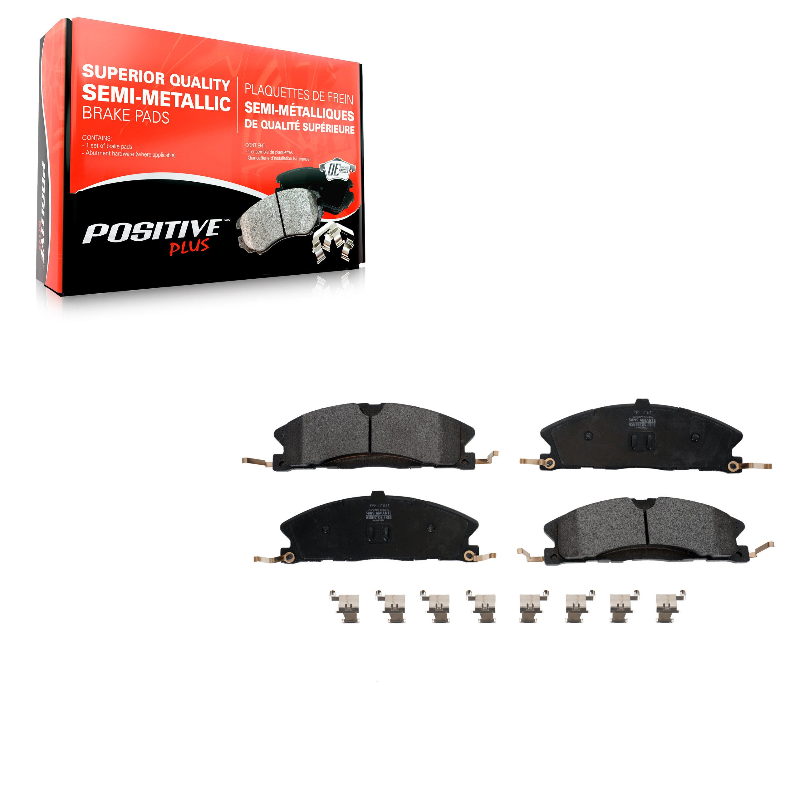 Positive Plus PPF-D1611 Disc Brake Pad for 2012-2019 Ford Taurus, Ford Special Service Police Sedan, Ford Explorer - Front