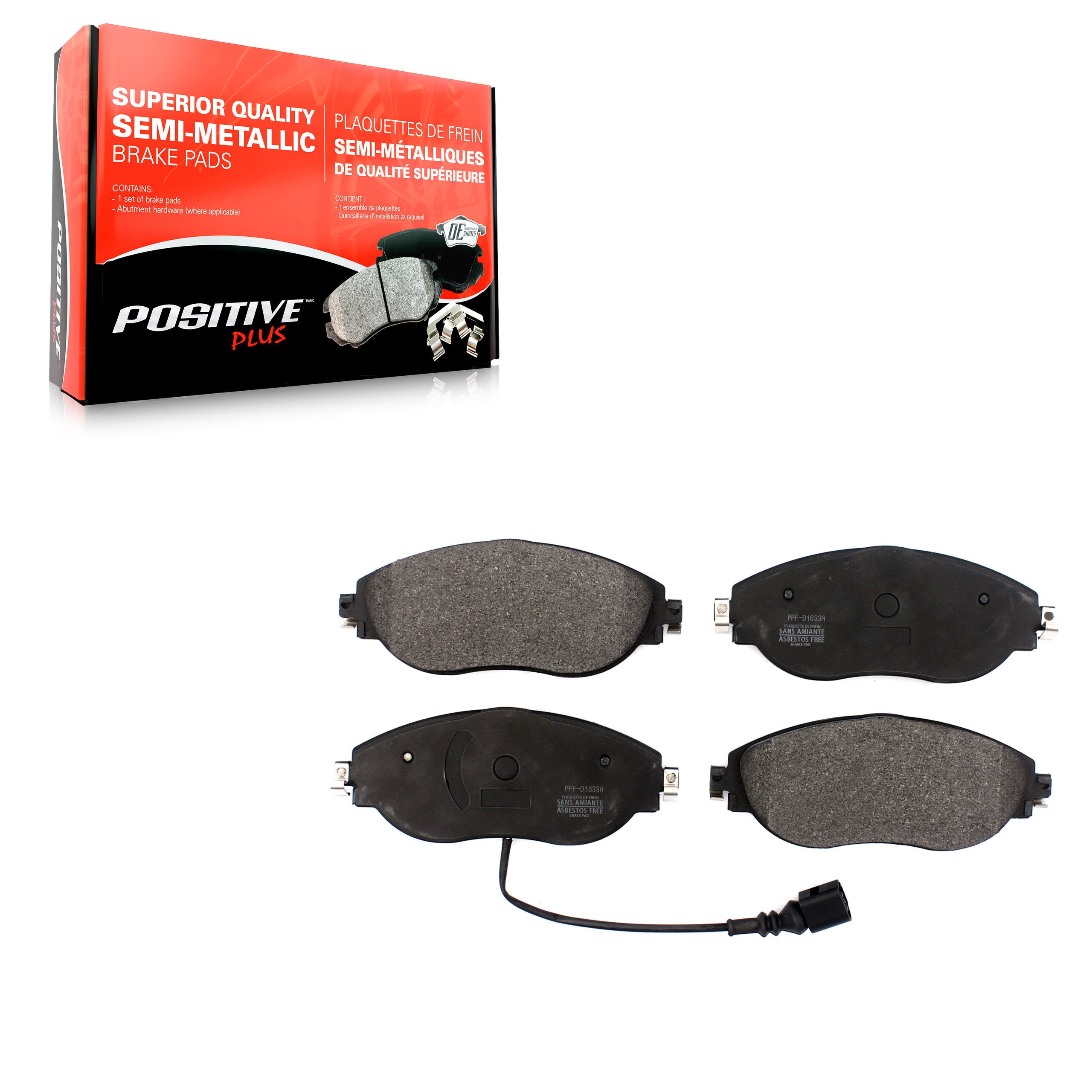 Positive Plus PPF-D1633A Disc Brake Pad for 2013-2025 Volkswagen GTI, Audi A3 Quattro, Audi Q3 - Front