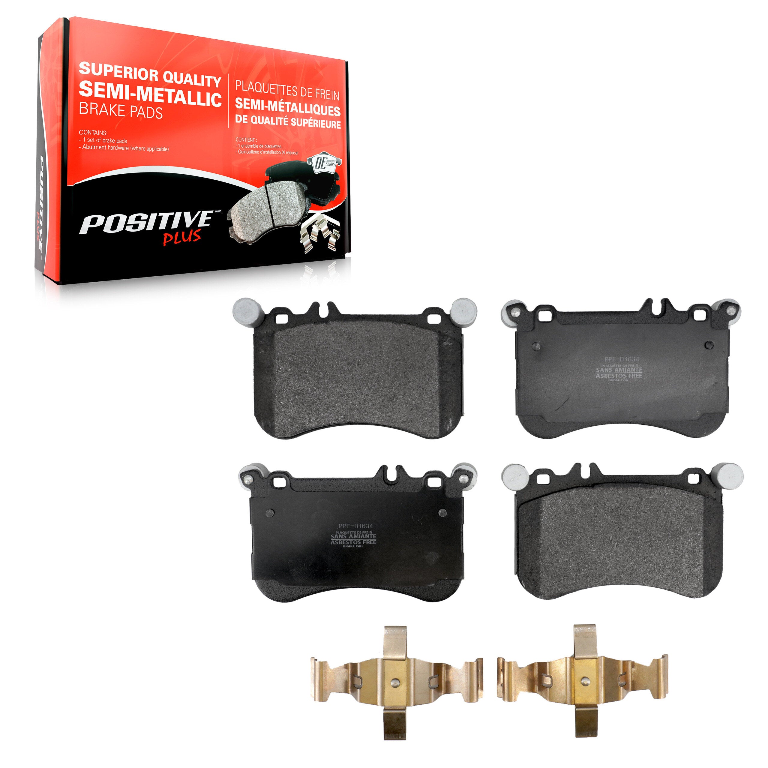 Positive Plus PPF-D1634 Disc Brake Pad for 2012-2020 Mercedes-Benz SLC43 AMG, Mercedes-Benz CLS550, Mercedes-Benz E550 - Front