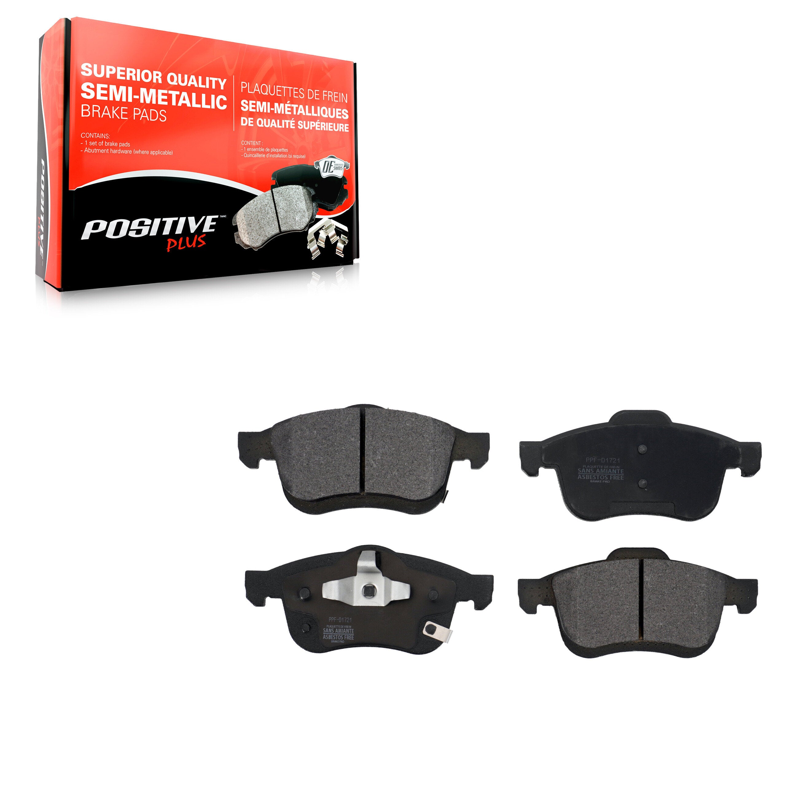 Positive Plus PPF-D1721 Disc Brake Pad for 2014-2021 Ram ProMaster City, Fiat 500L - Front