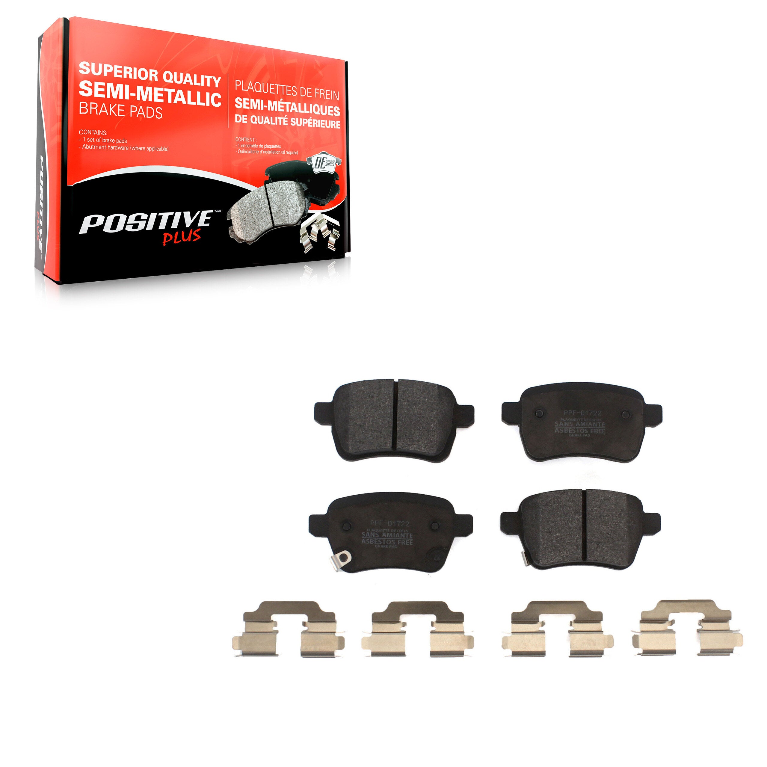 Positive Plus PPF-D1722 Disc Brake Pad for 2014-2020 Fiat 500L - Rear