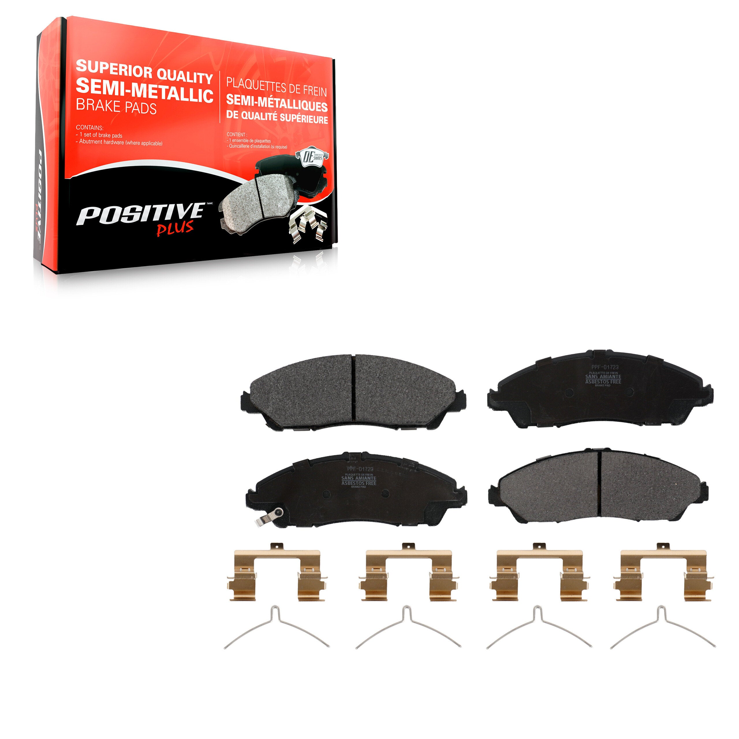 Positive Plus PPF-D1723 Disc Brake Pad for 2014-2024 Honda Ridgeline, Honda Pilot, Acura MDX - Front
