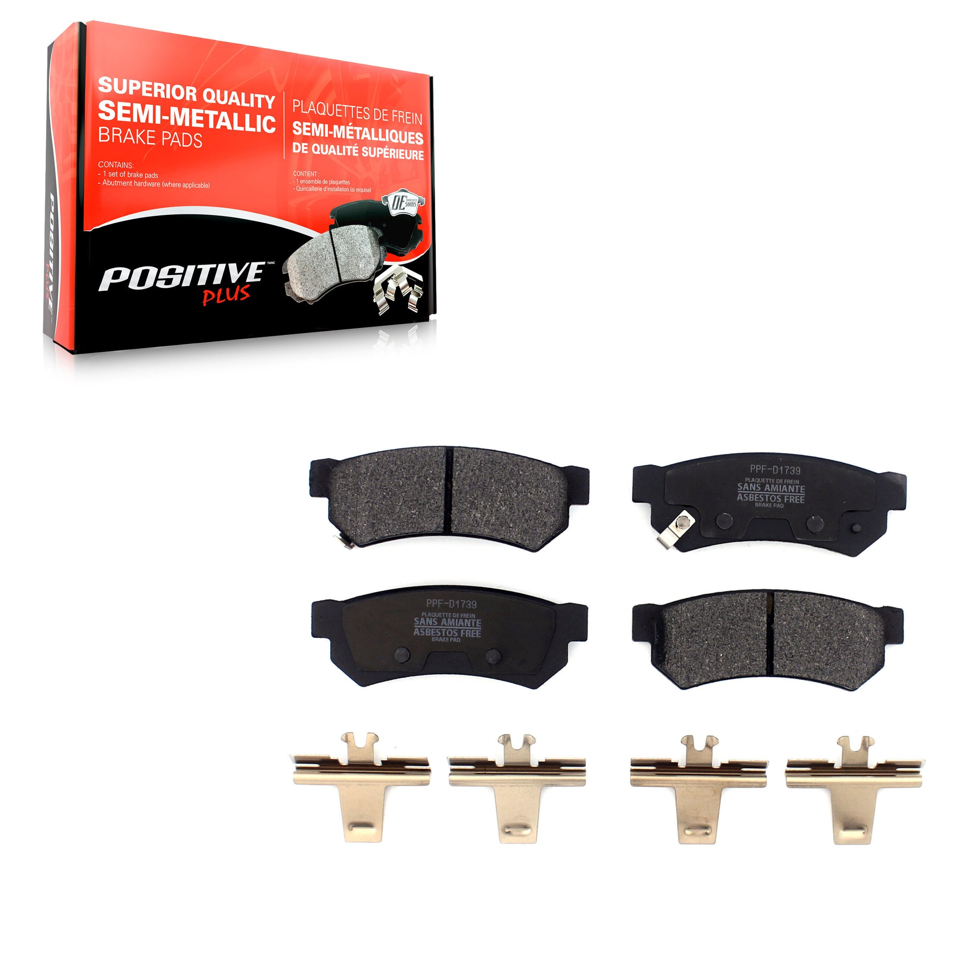 Positive Plus PPF-D1739 Disc Brake Pad for 2014-2016 Chevrolet Spark, Chevrolet Spark EV - Rear