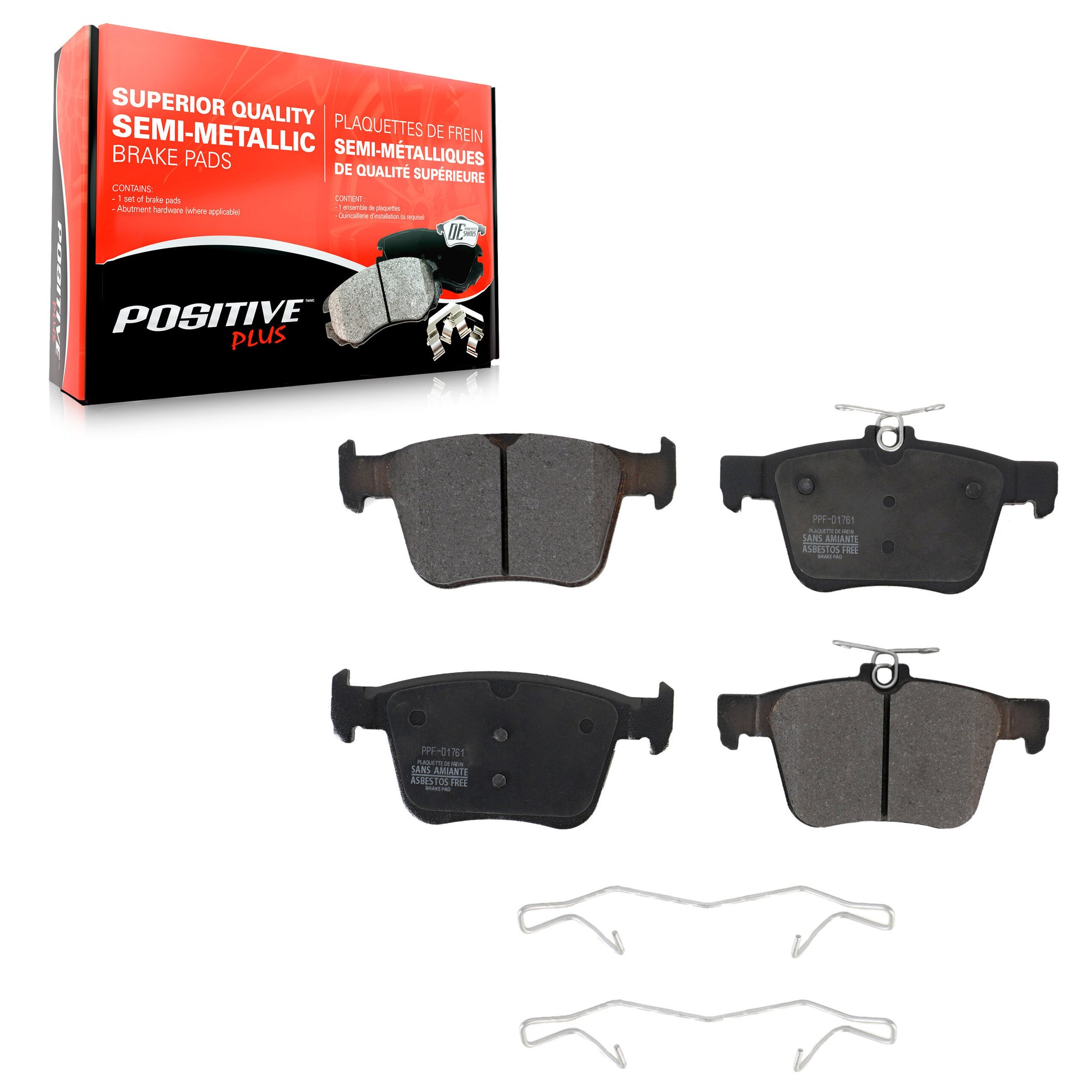 Positive Plus PPF-D1761 Disc Brake Pad for 2015-2025 Audi Q3, Volkswagen Taos, Volkswagen Atlas Cross Sport - Rear