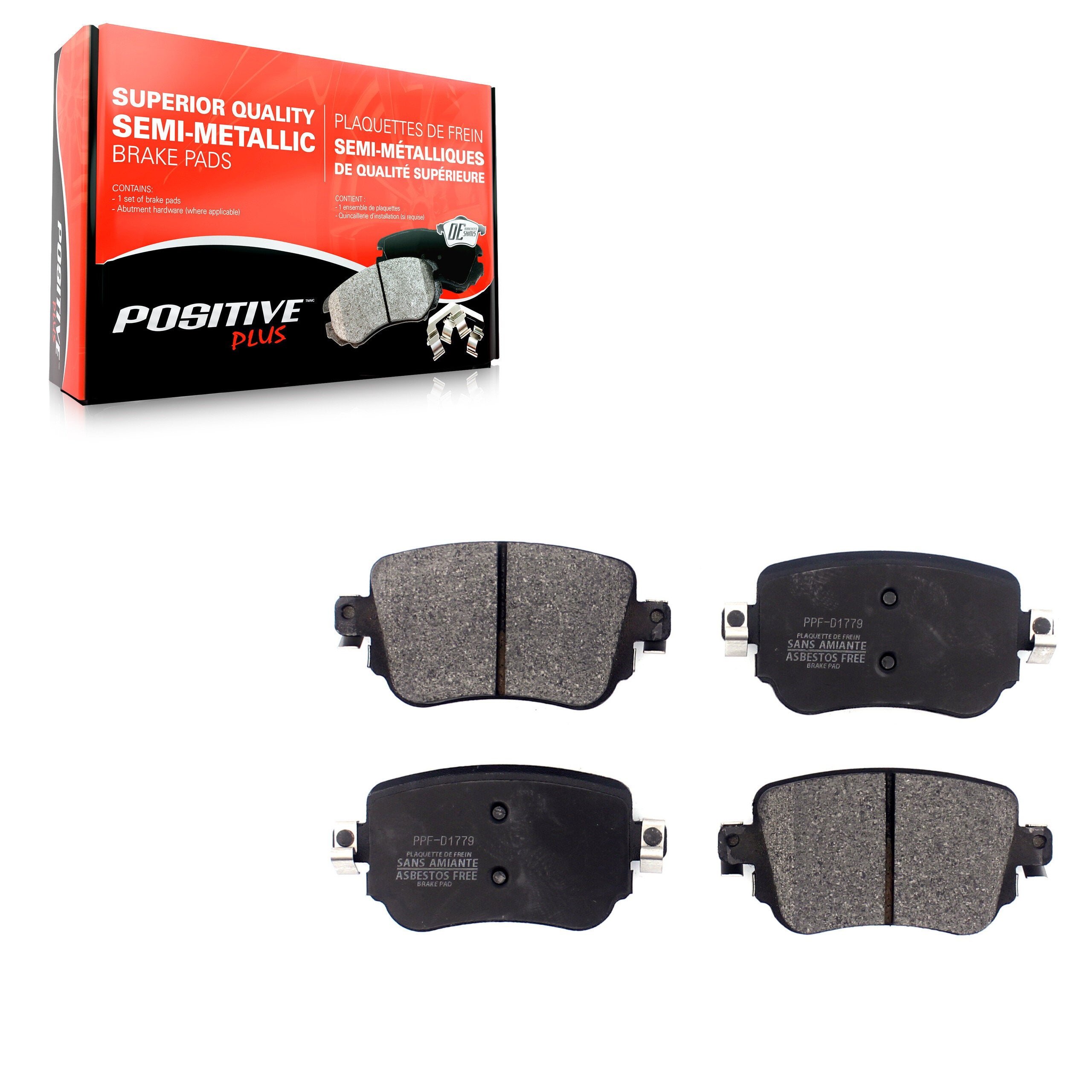 Positive Plus PPF-D1779 Disc Brake Pad for 2015-2022 Volkswagen Golf, Volkswagen Golf Alltrack, Audi Q3 - Rear