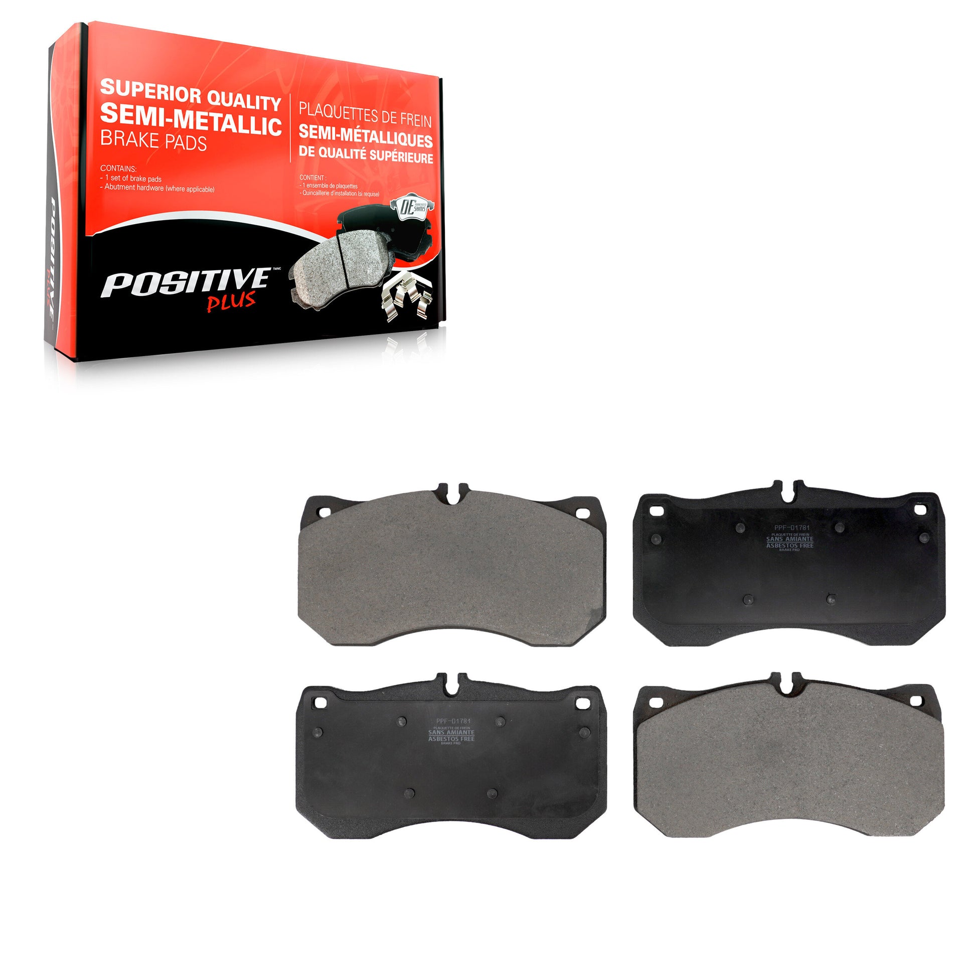 Positive Plus PPF-D1781 Disc Brake Pad for 2013-2019 Audi A7 Quattro, Audi A8 Quattro, Audi RS5 - Front