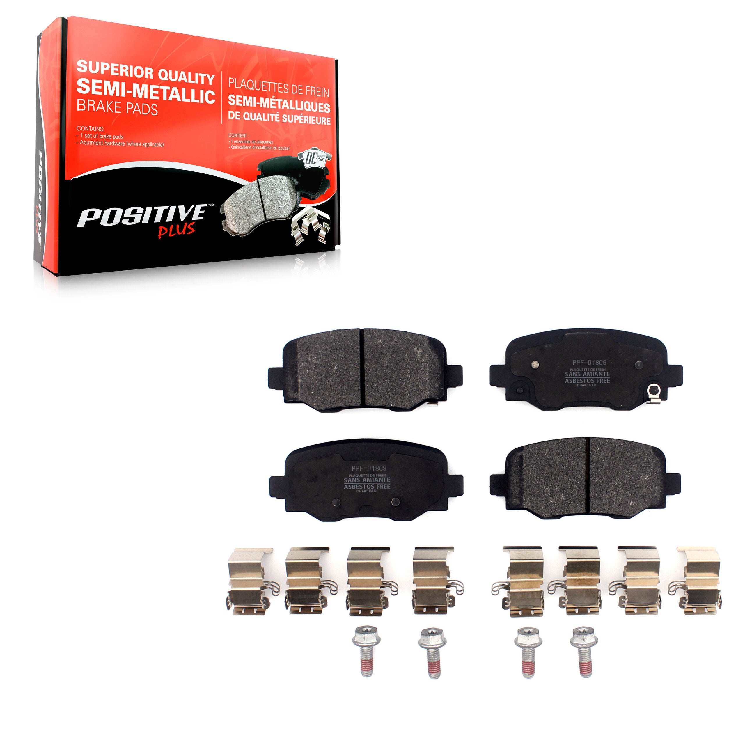 Positive Plus PPF-D1809 Disc Brake Pad for 2015-2024 Dodge Hornet, Fiat 500X, Jeep Renegade - Rear