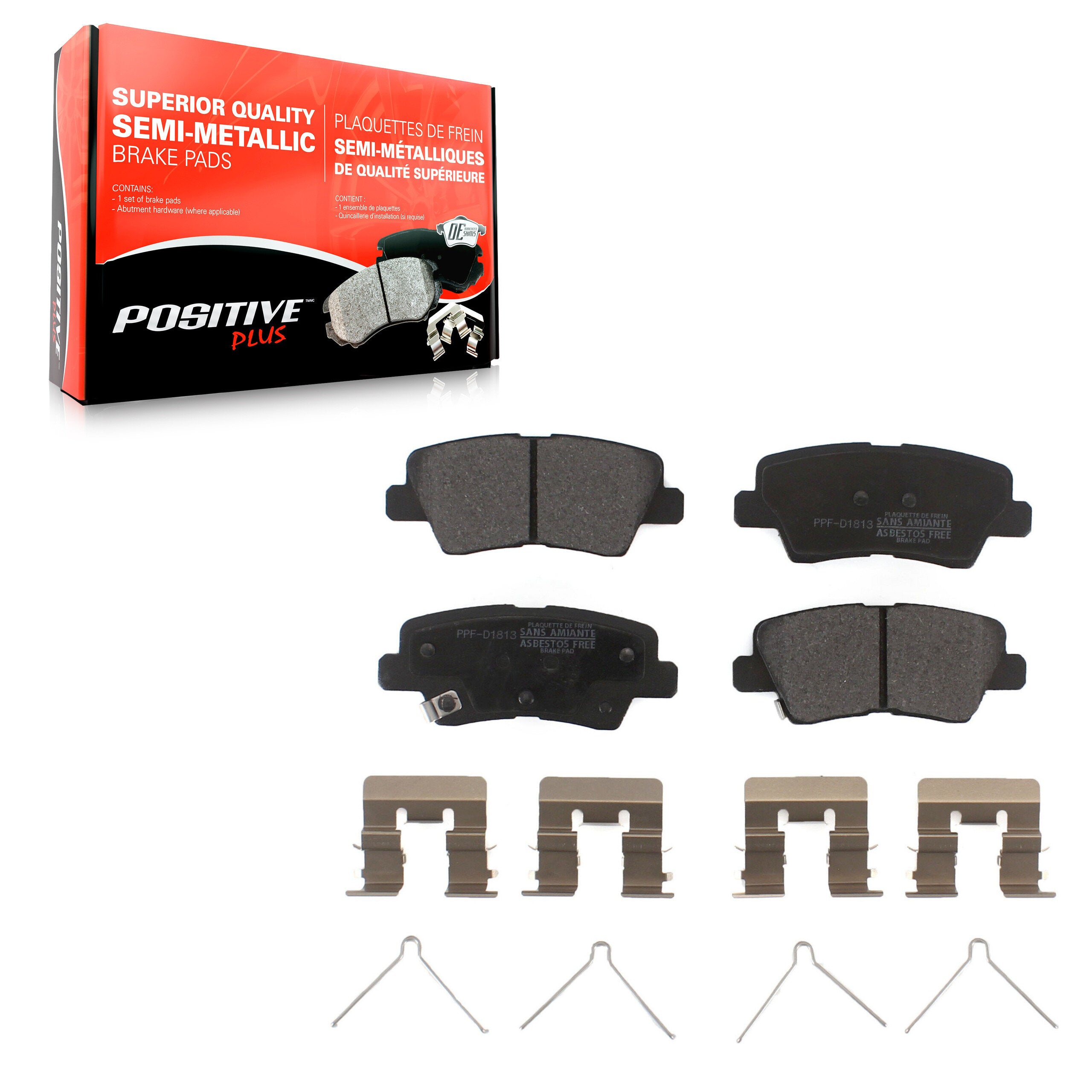 Positive Plus PPF-D1813 Disc Brake Pad for 2014-2024 Kia Forte, Kia Forte5, Hyundai Kona - Rear