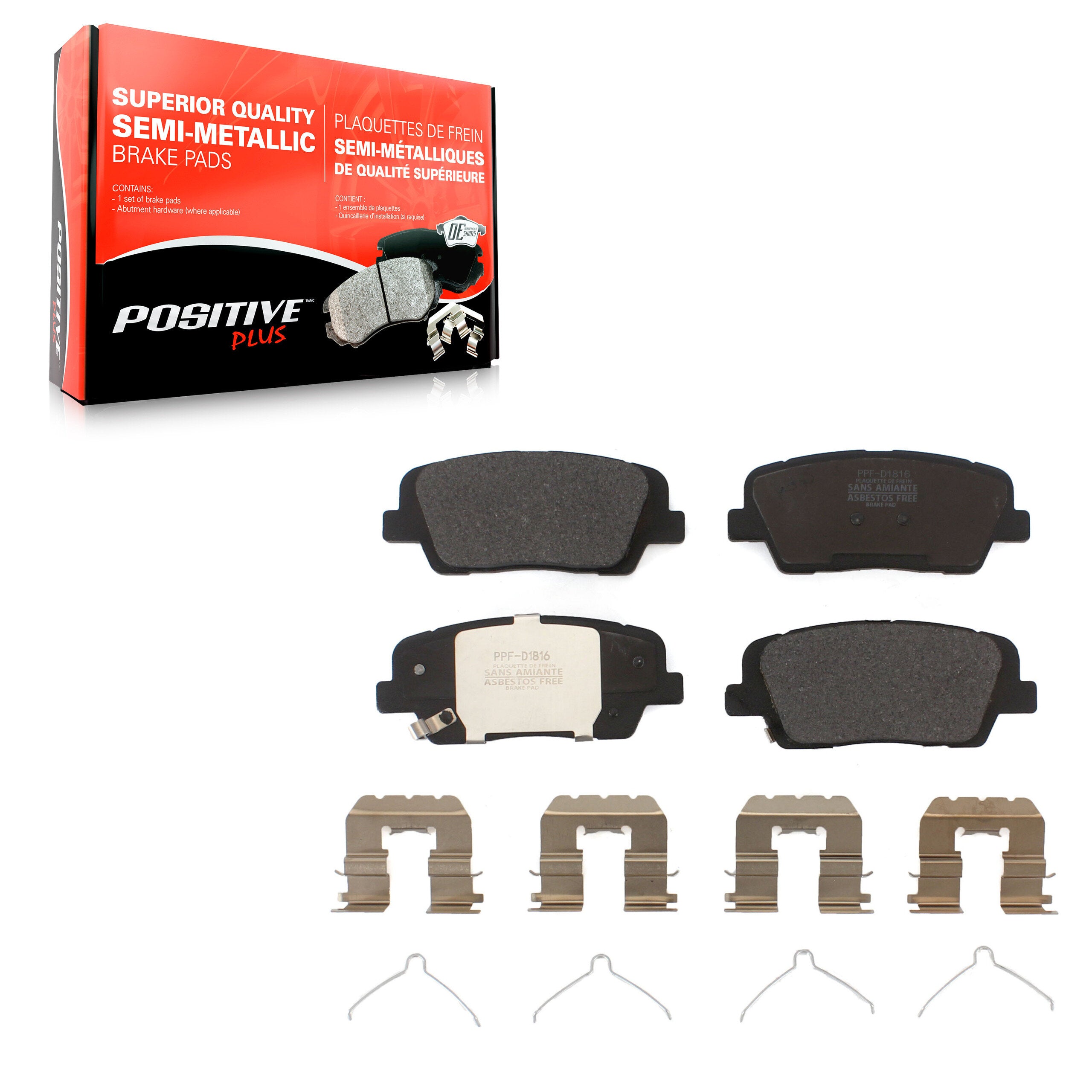 Positive Plus PPF-D1816 Disc Brake Pad for 2014-2023 Kia Stinger, Genesis G70, Genesis G80 - Rear