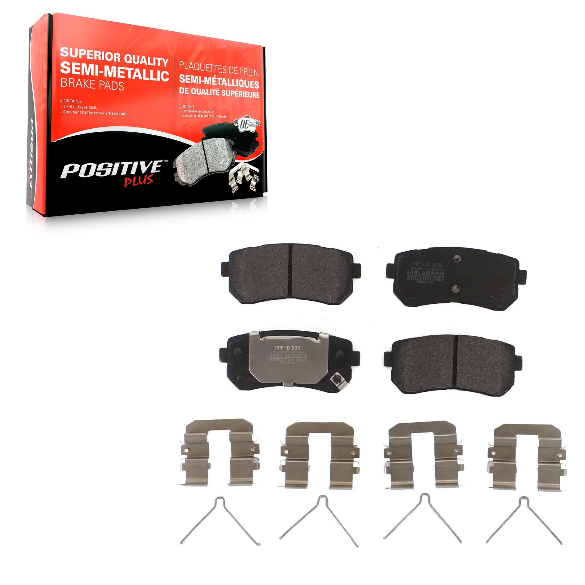 Positive Plus PPF-D1829 Disc Brake Pad for 2016-2020 Hyundai Sonata, Kia Optima - Rear