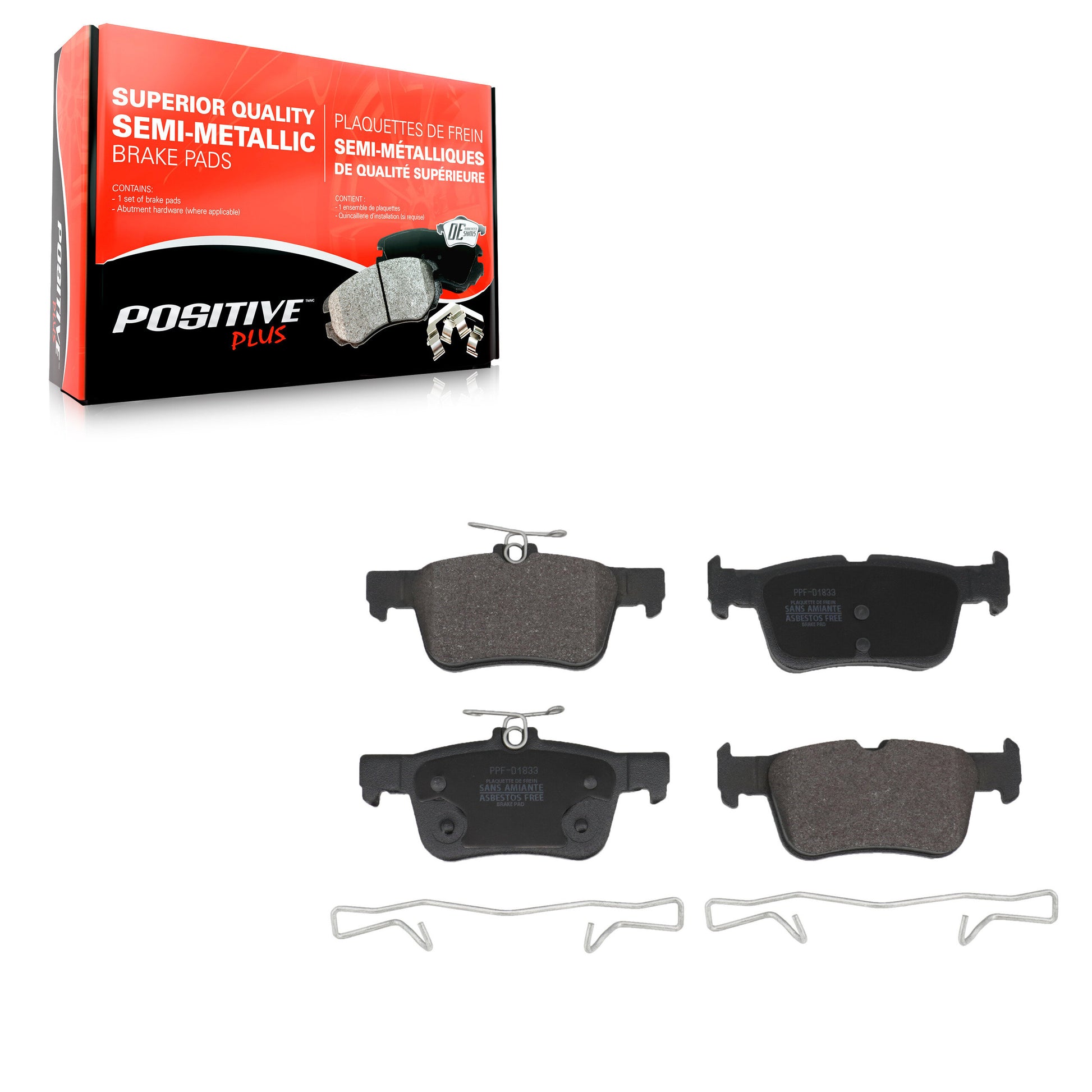 Positive Plus PPF-D1833 Disc Brake Pad for 2019-2023 Ford Maverick, Ford Bronco Sport, Ford Escape - Rear