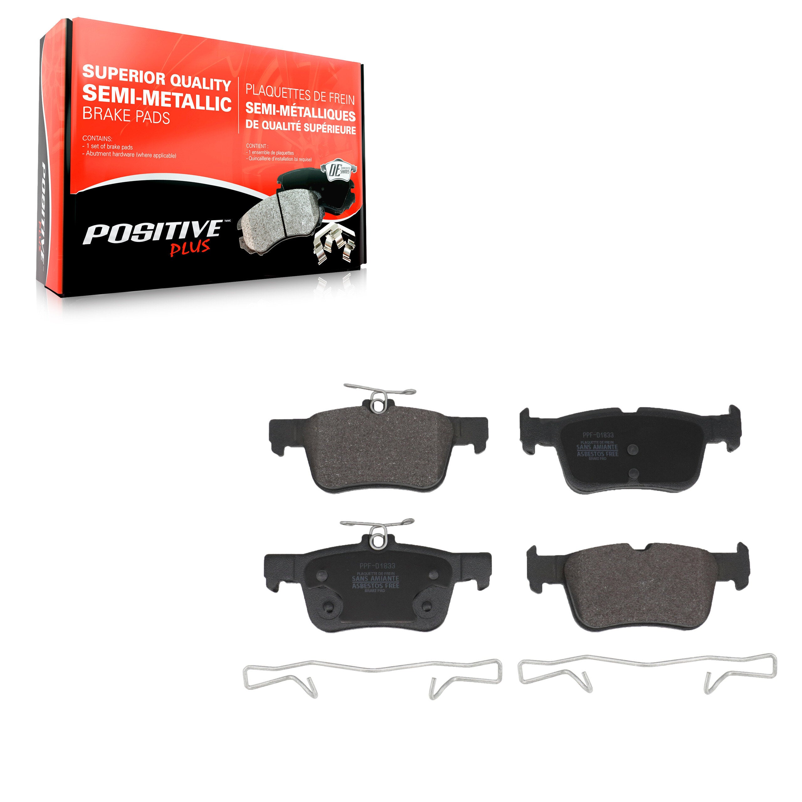 Positive Plus PPF-D1833 Disc Brake Pad for 2019-2023 Ford Maverick, Ford Bronco Sport, Ford Escape - Rear