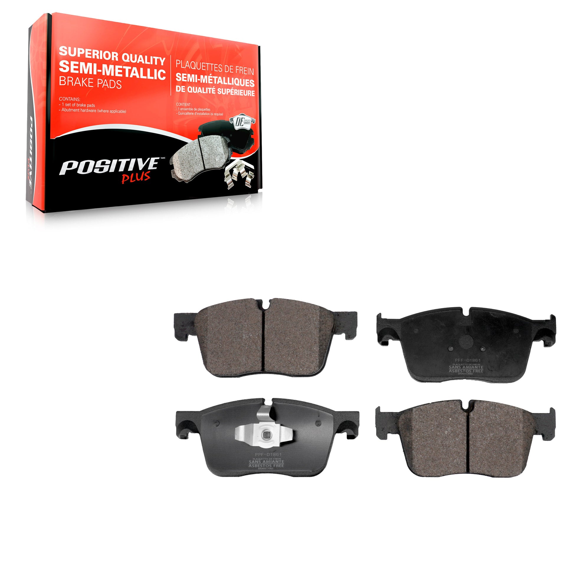Positive Plus PPF-D1861 Disc Brake Pad for 2016-2024 Land Rover Range Rover Velar, Jaguar XE, Jaguar XF - Front