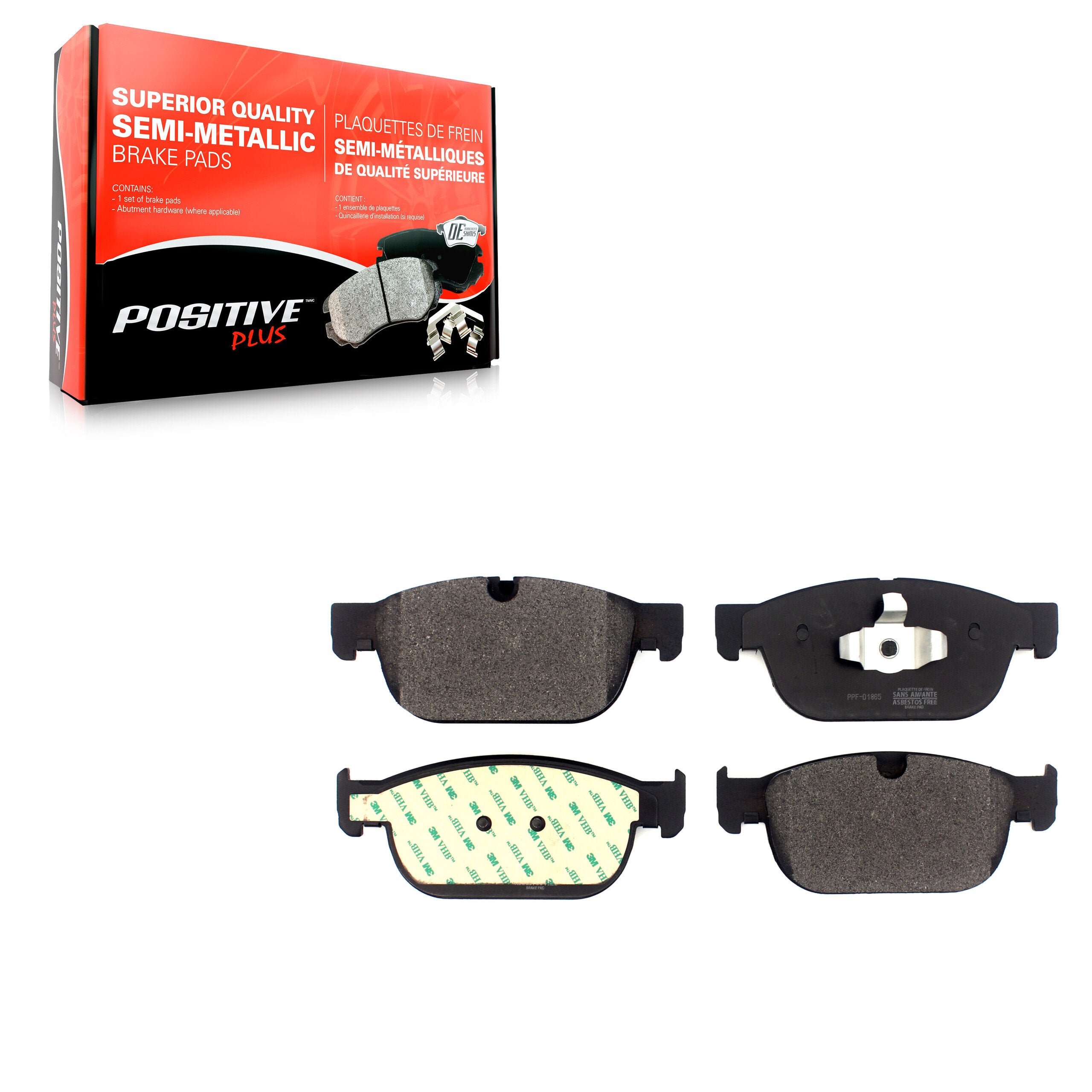Positive Plus PPF-D1865 Disc Brake Pad for 2016-2024 Volvo C40 Recharge, Polestar Polestar 2, Volvo S60 - Front