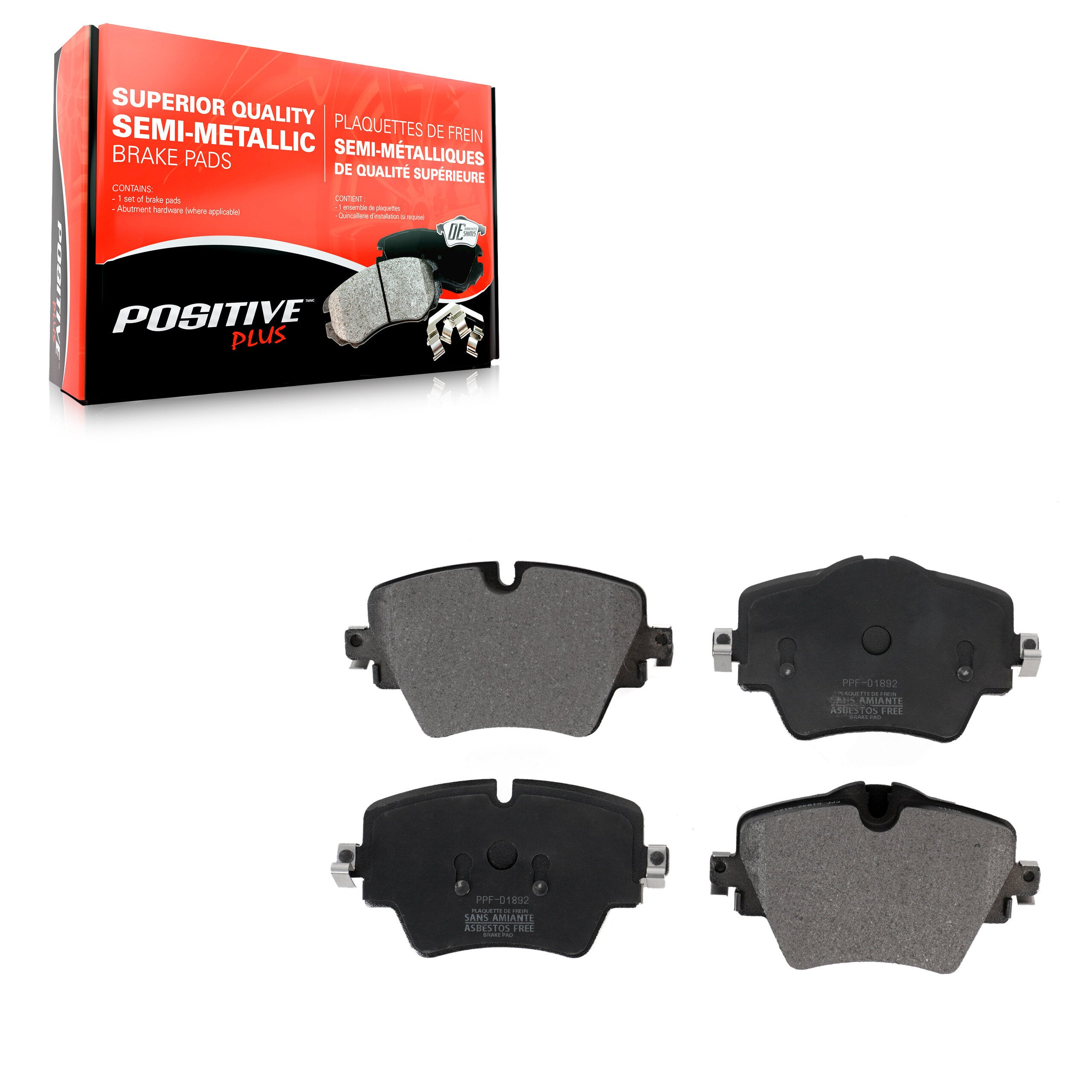 Positive Plus PPF-D1892 Disc Brake Pad for 2016-2023 Mini Cooper Countryman, BMW 230i, Toyota GR Supra - Front