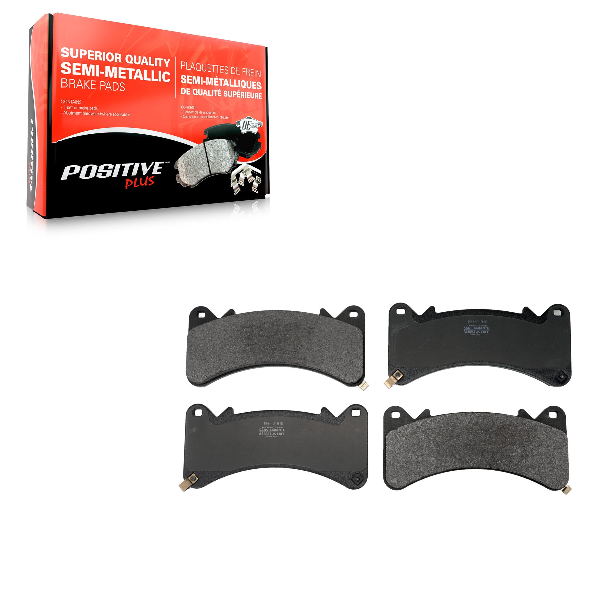 Positive Plus PPF-D1910 Disc Brake Pad for 2014-2022 Chevrolet Silverado 1500 LTD, GMC Sierra 1500 Limited, Chevrolet Silverado 1500 LD - Front