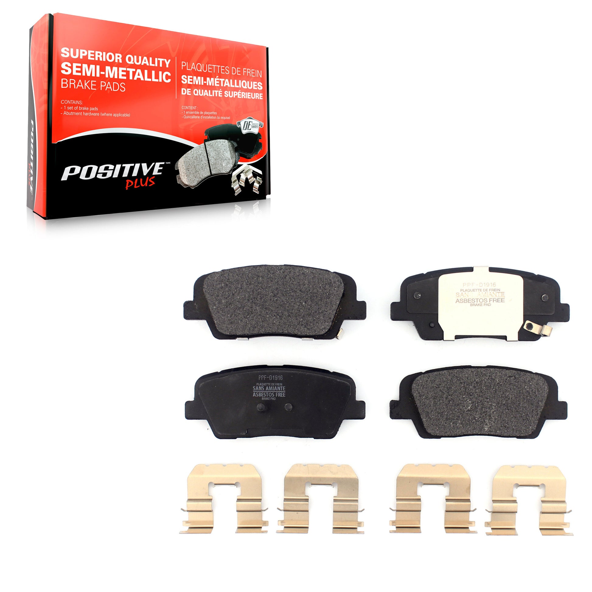 Positive Plus PPF-D1916 Disc Brake Pad for 2016-2020 Hyundai Santa Fe, Hyundai Santa Fe Sport, Hyundai Santa Fe XL - Rear