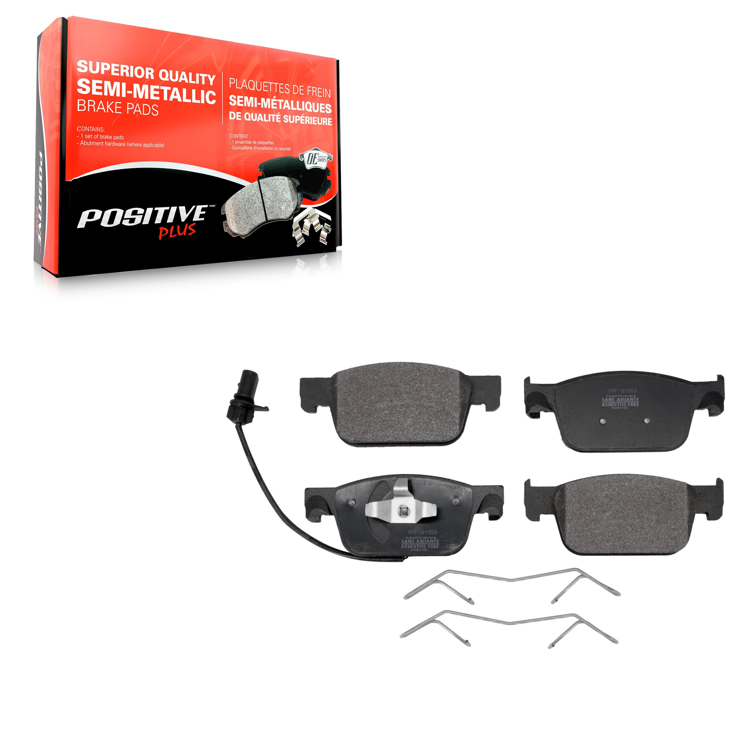 Positive Plus PPF-D1953 Disc Brake Pad for 2017-2025 Audi A5 Quattro, Audi A5 Sportback, Audi A4 - Front