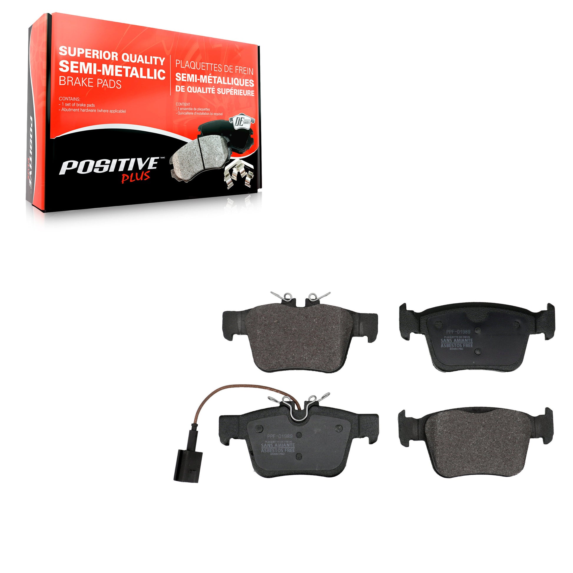Positive Plus PPF-D1989 Disc Brake Pad for 2017-2024 Alfa Romeo Giulia, Alfa Romeo Stelvio - Rear