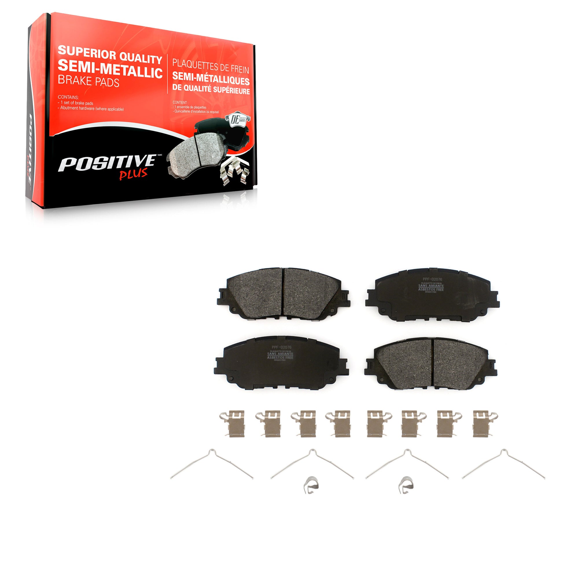 Positive Plus PPF-D2076 Disc Brake Pad for 2018-2025 Toyota Camry, Toyota Prius, Toyota Prius Prime - Front
