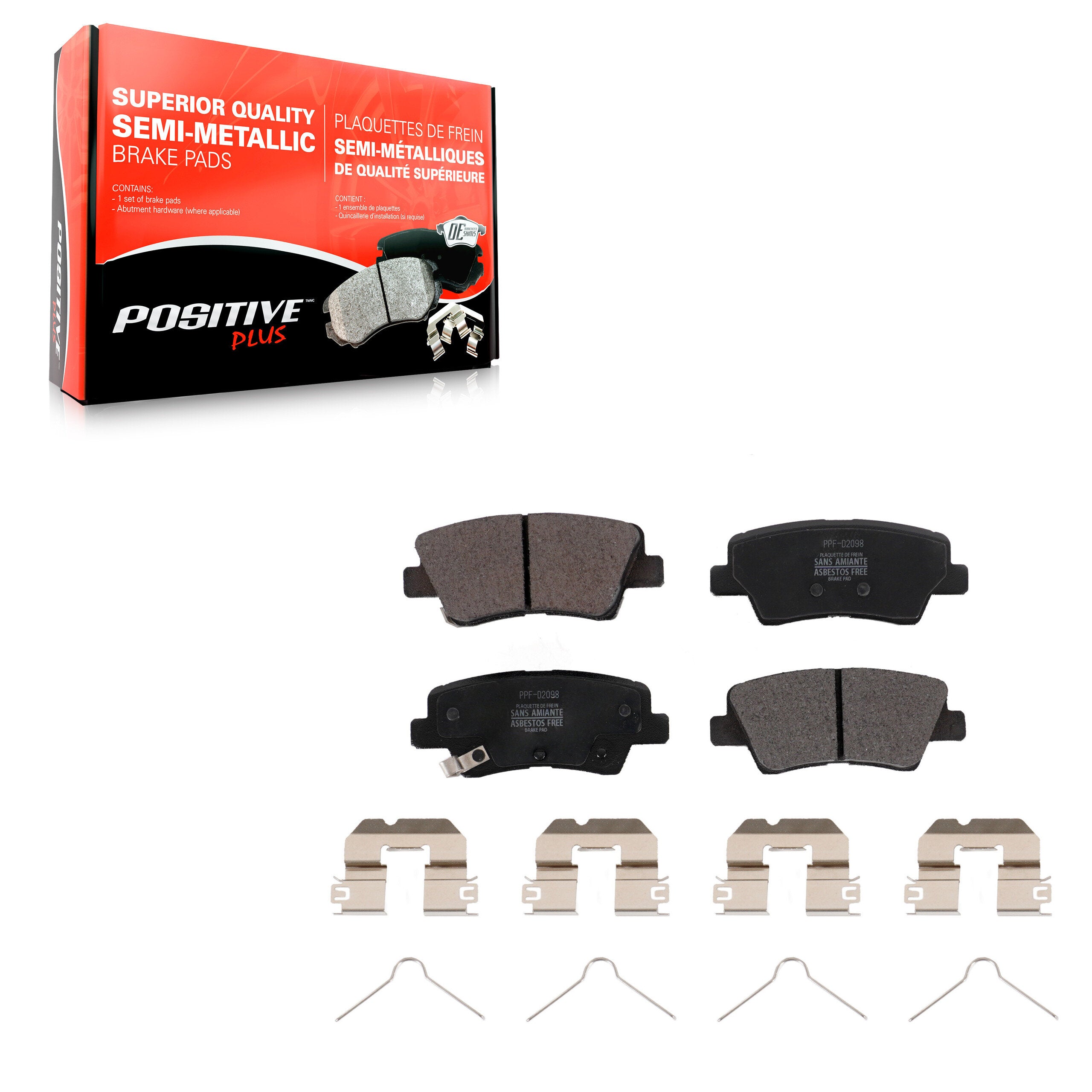 Positive Plus PPF-D2098 Disc Brake Pad for 2017-2023 Hyundai Nexo, Hyundai Tucson, Kia Cadenza - Rear