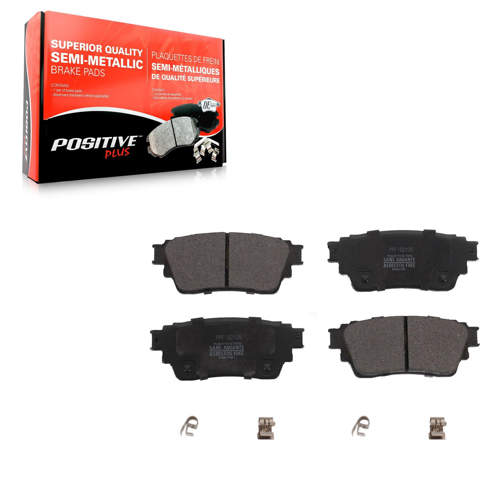 Positive Plus PPF-D2135 Disc Brake Pad for 2017-2025 Mitsubishi Eclipse Cross, Mitsubishi Outlander PHEV, Mitsubishi Outlander - Rear