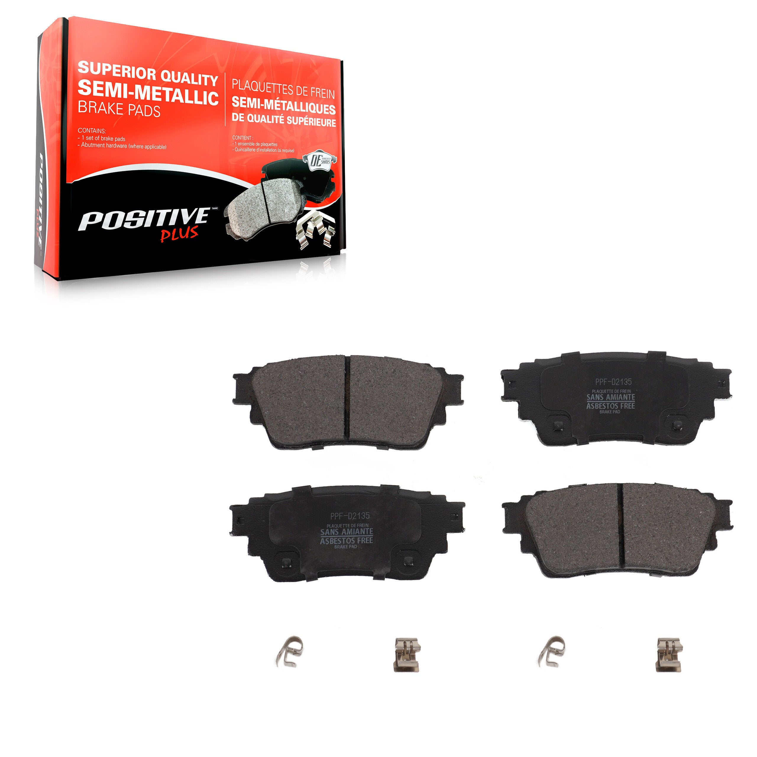Positive Plus PPF-D2135 Disc Brake Pad for 2017-2025 Mitsubishi Eclipse Cross, Mitsubishi Outlander PHEV, Mitsubishi Outlander - Rear
