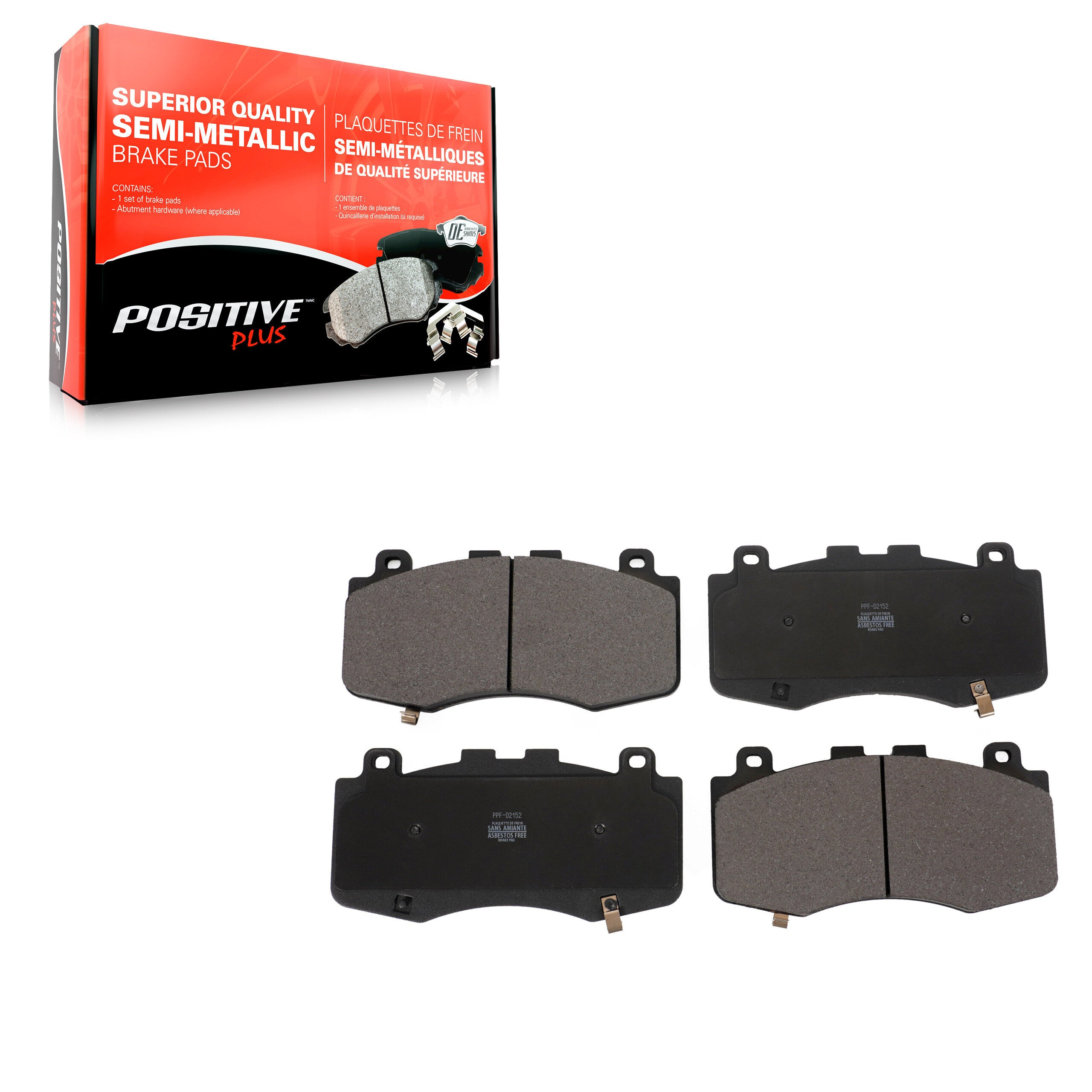 Positive Plus PPF-D2152 Disc Brake Pad for 2018-2024 Dodge Durango, Jeep Grand Cherokee - Front
