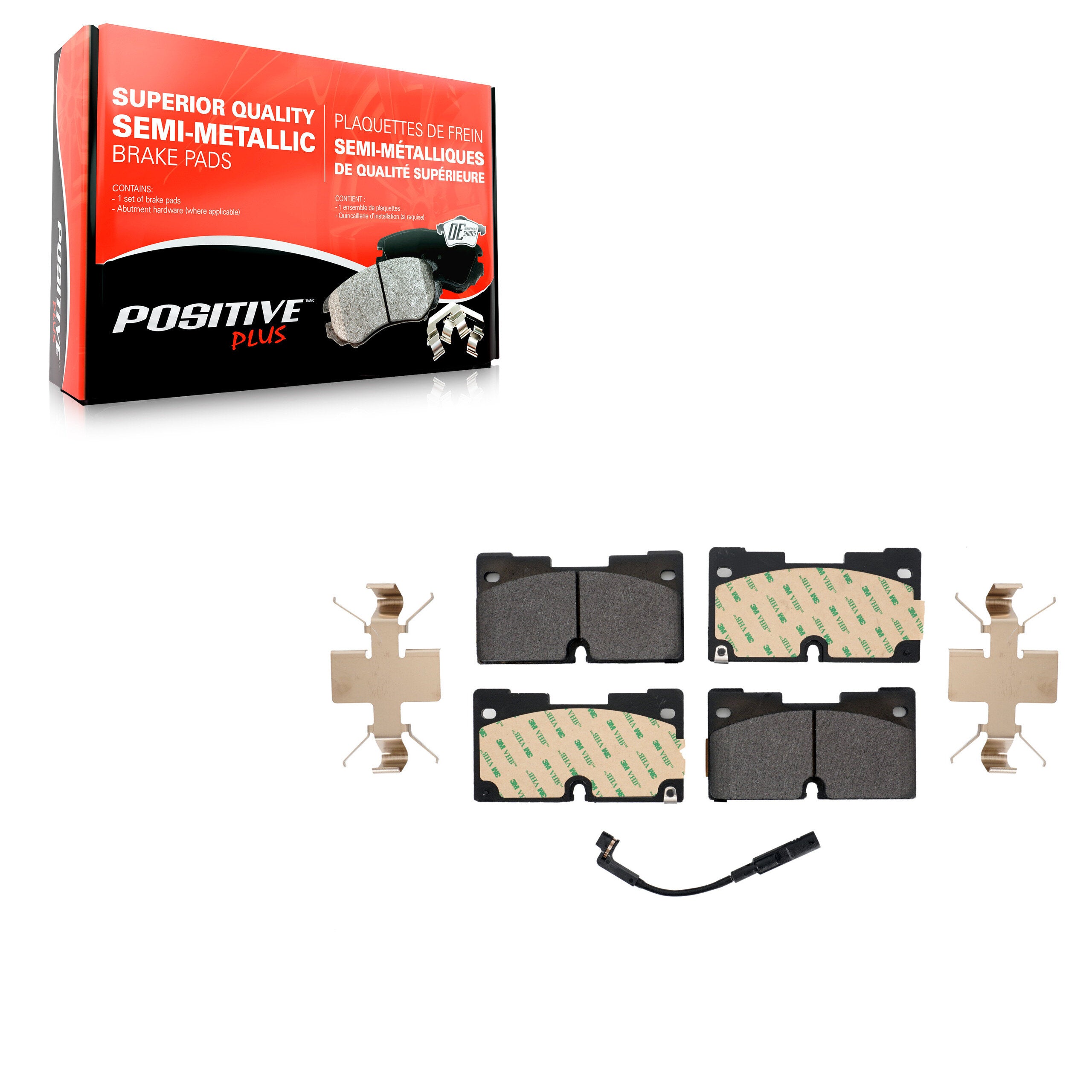 Positive Plus PPF-D2173 Disc Brake Pad for 2019-2025 Chevrolet Silverado 1500 LTD, GMC Sierra 1500 Limited, Cadillac Escalade - Front