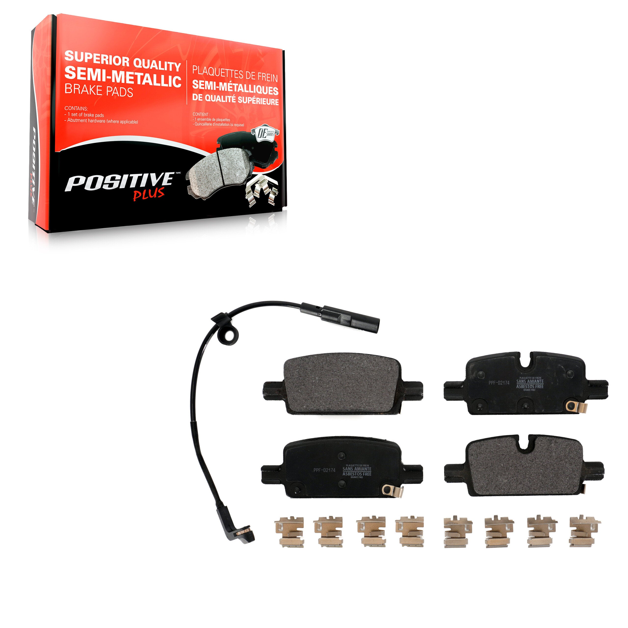 Positive Plus PPF-D2174 Disc Brake Pad for 2019-2024 Cadillac LYRIQ, Chevrolet Colorado, GMC Canyon - Rear