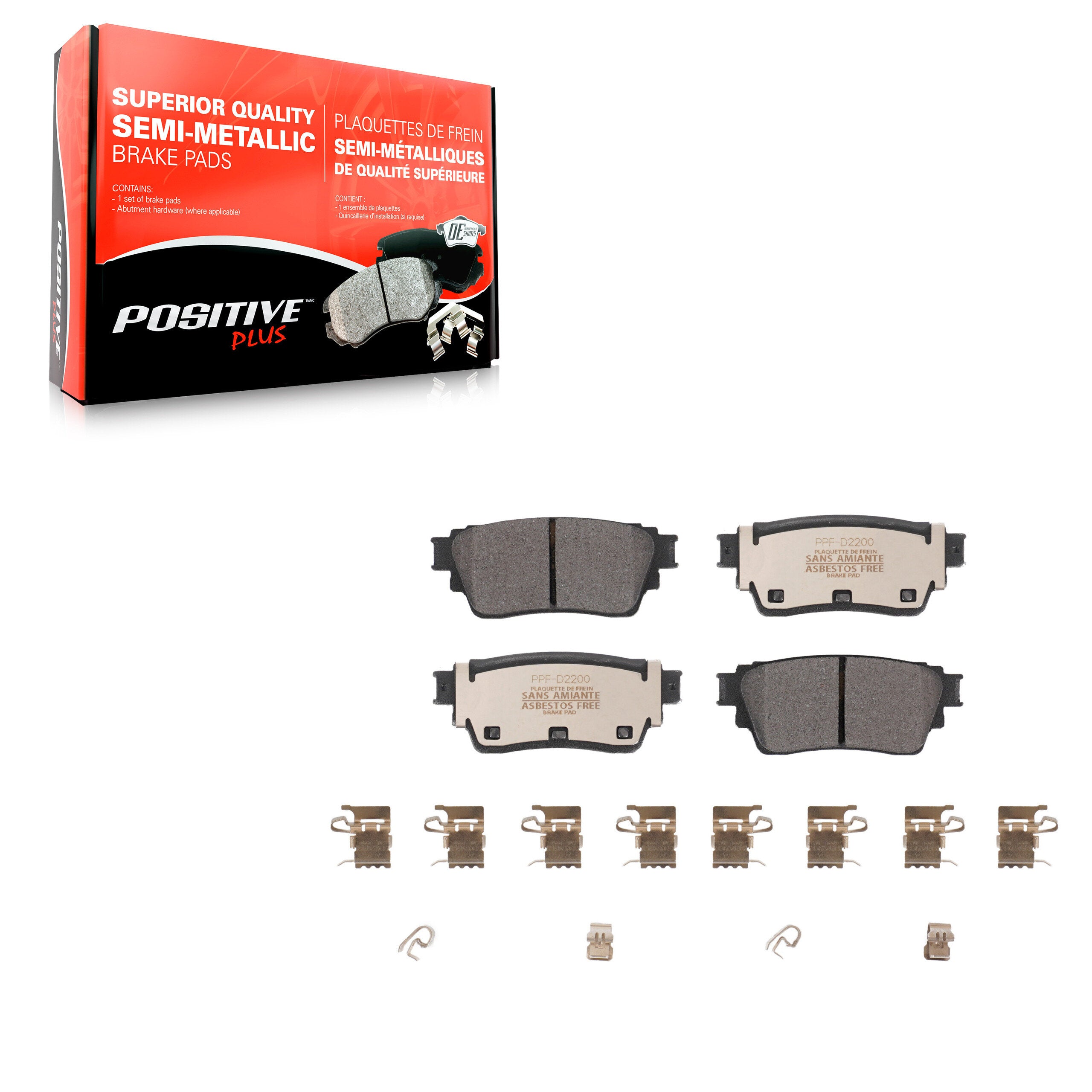 Positive Plus PPF-D2200 Disc Brake Pad for 2019-2025 Nissan Kicks Play, Mitsubishi Outlander PHEV, Nissan ARIYA - Rear