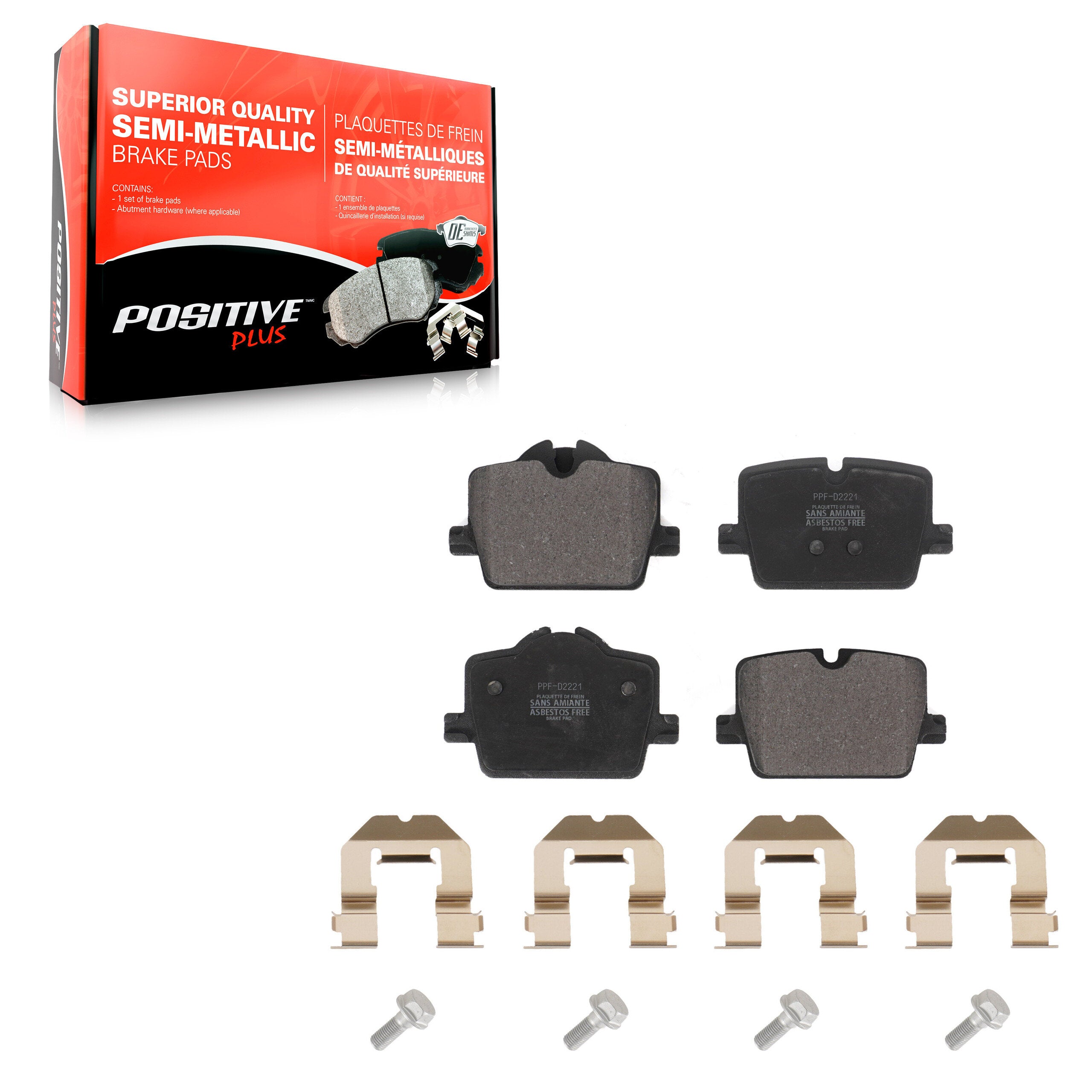 Positive Plus PPF-D2221 Disc Brake Pad for 2019-2024 BMW i4, Toyota GR Supra, BMW 230i - Rear