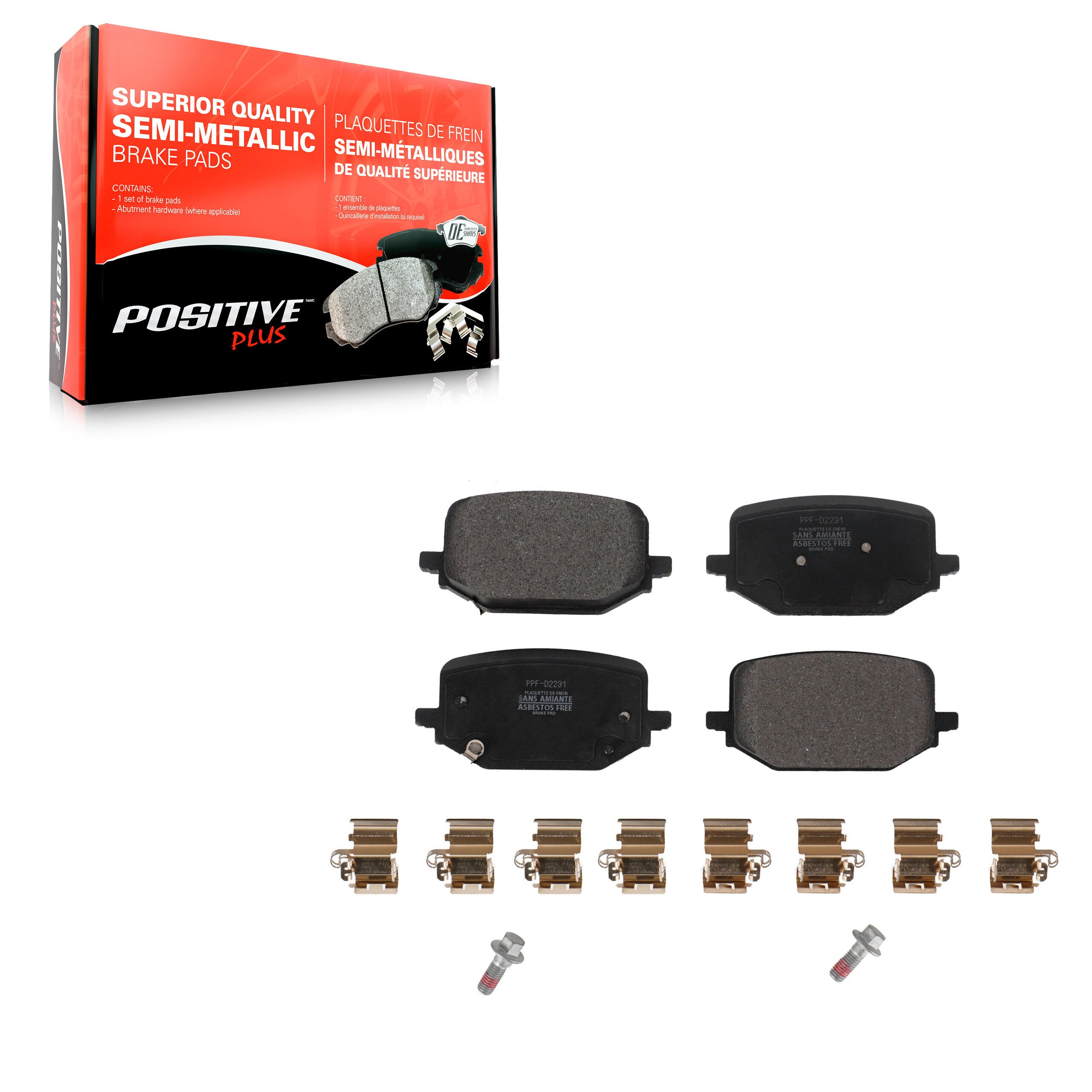 Positive Plus PPF-D2231 Disc Brake Pad for 2020-2024 Ford Explorer, Ford Police Interceptor Utility, Lincoln Aviator - Rear