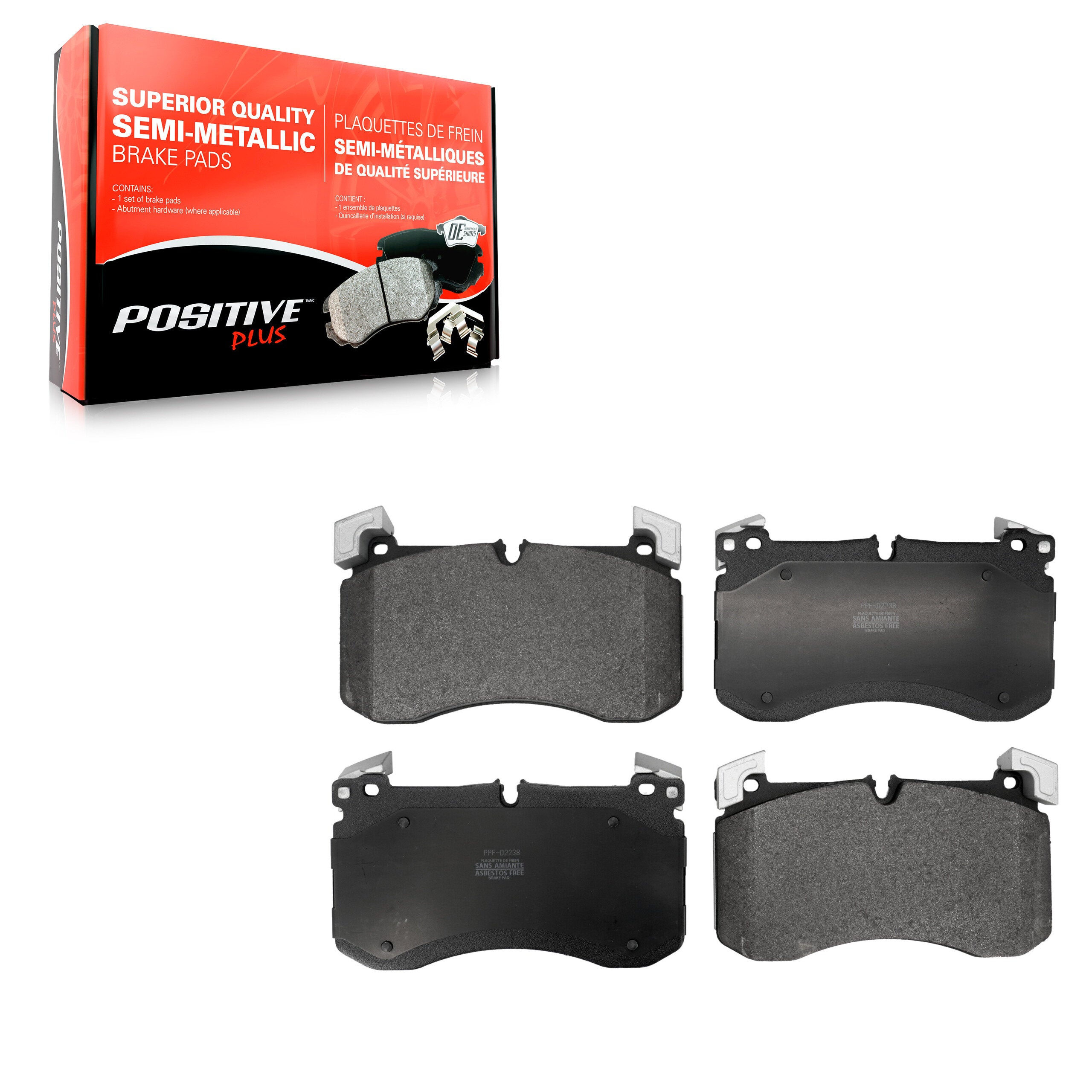 Positive Plus PPF-D2238 Disc Brake Pad for 2019-2023 Mercedes-Benz GLS63 AMG, Mercedes-Benz GLE53 AMG, Mercedes-Benz GLS450 - Front