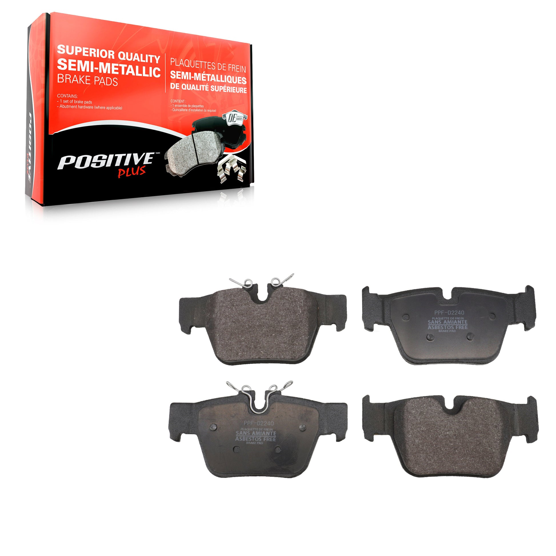 Positive Plus PPF-D2240 Disc Brake Pad for 2019-2023 BMW M235i xDrive Gran Coupe, Mini Cooper Clubman, Mini Cooper Countryman - Rear
