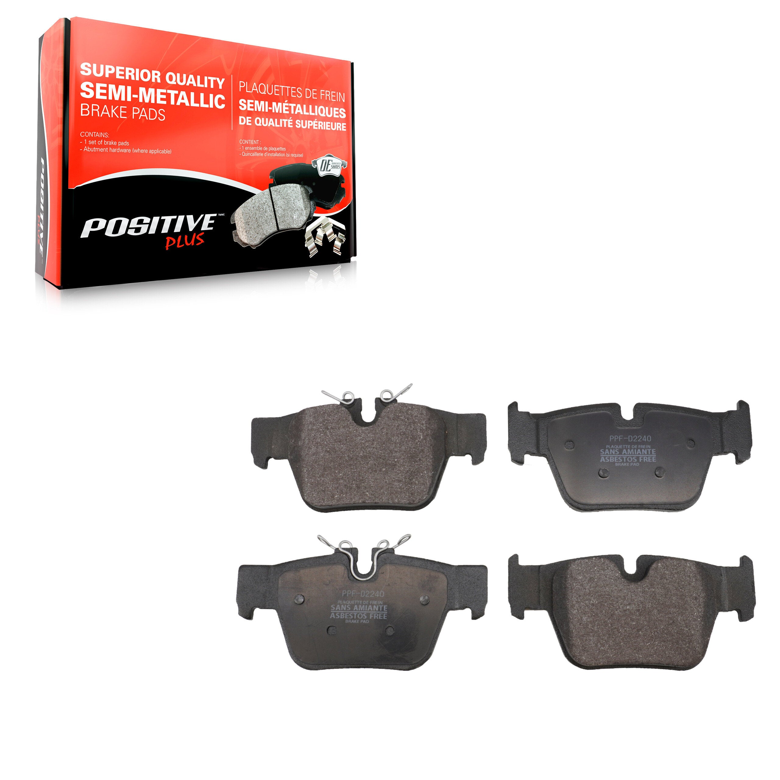 Positive Plus PPF-D2240 Disc Brake Pad for 2019-2023 BMW M235i xDrive Gran Coupe, Mini Cooper Clubman, Mini Cooper Countryman - Rear