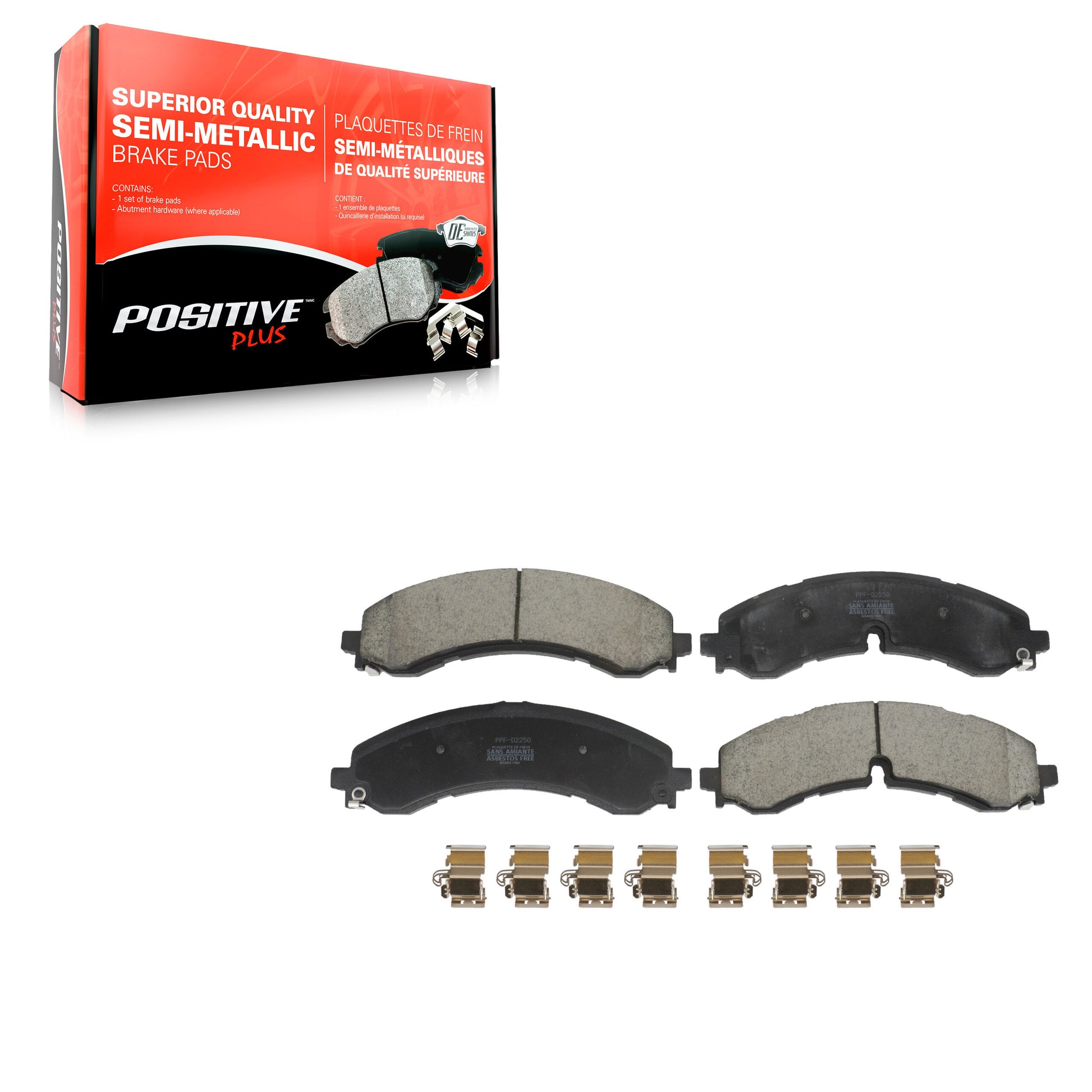 Positive Plus PPF-D2250 Disc Brake Pad for 2020-2024 Chevrolet Silverado EV, GMC Sierra EV, Chevrolet Silverado 3500 HD - Front, Rear