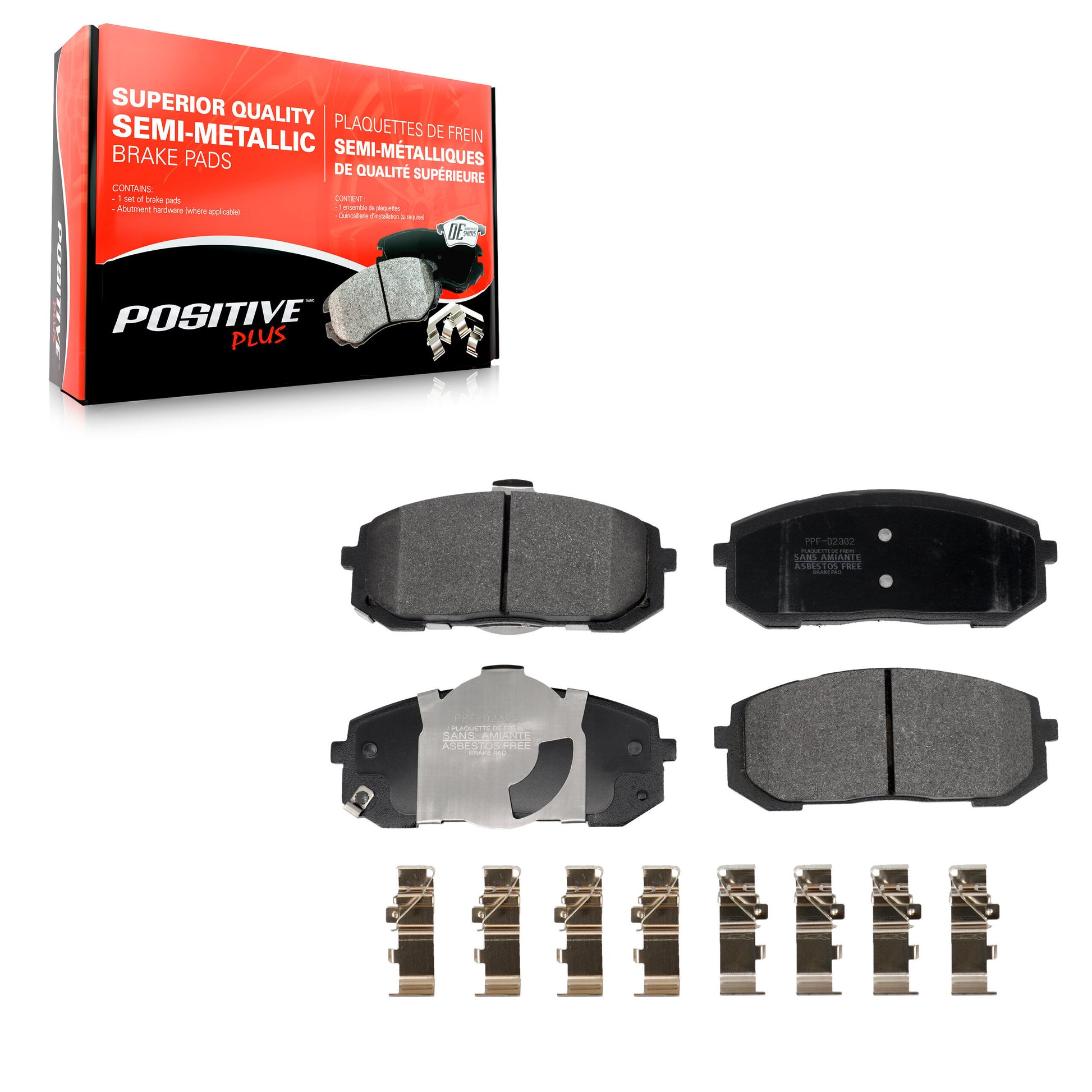 Positive Plus PPF-D2302 Disc Brake Pad for 2020-2025 Hyundai Sonata, Hyundai Elantra, Kia Niro EV - Front