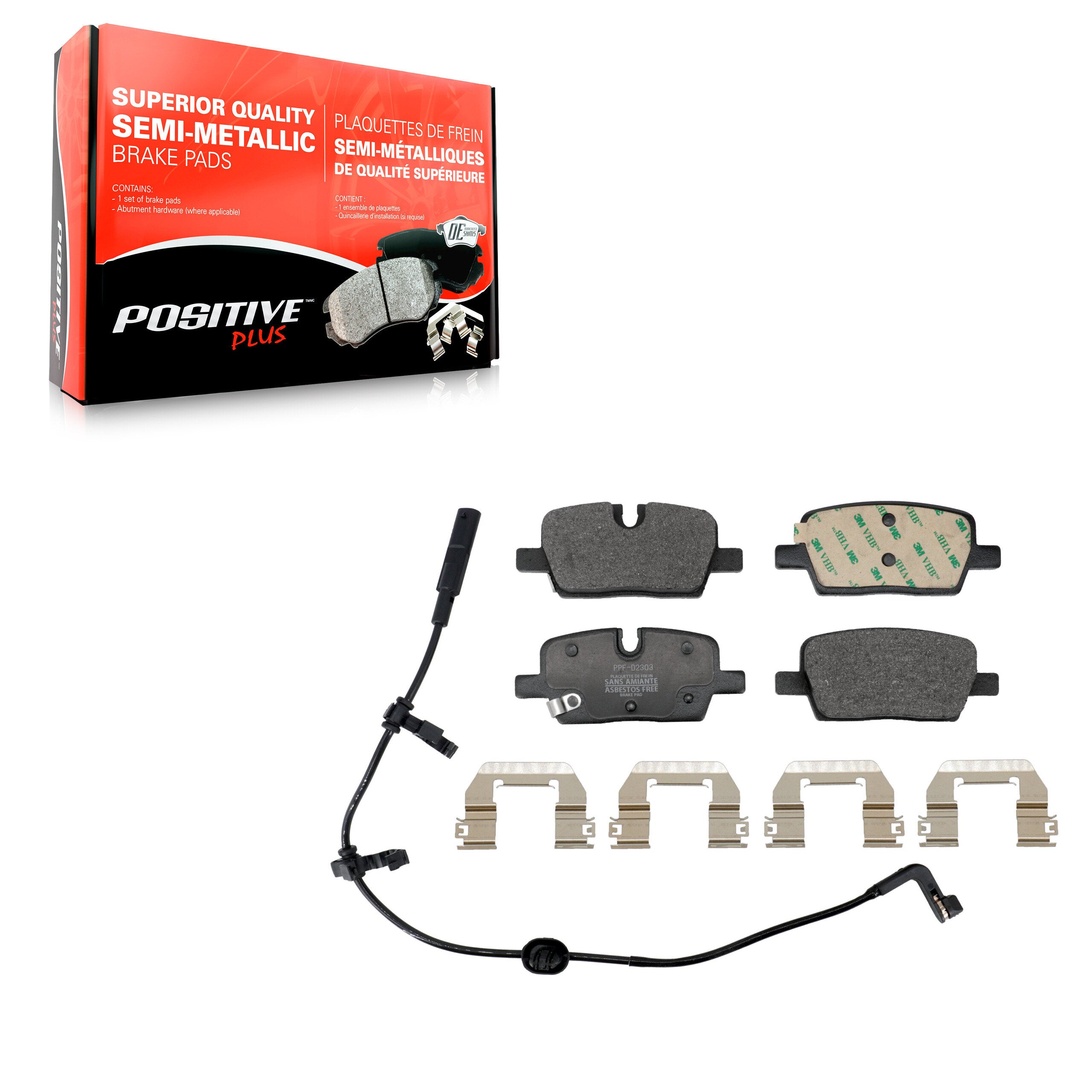 Positive Plus PPF-D2303 Disc Brake Pad for 2019-2025 Chevrolet Equinox EV, Chevrolet Traverse Limited, Cadillac XT5 - Rear