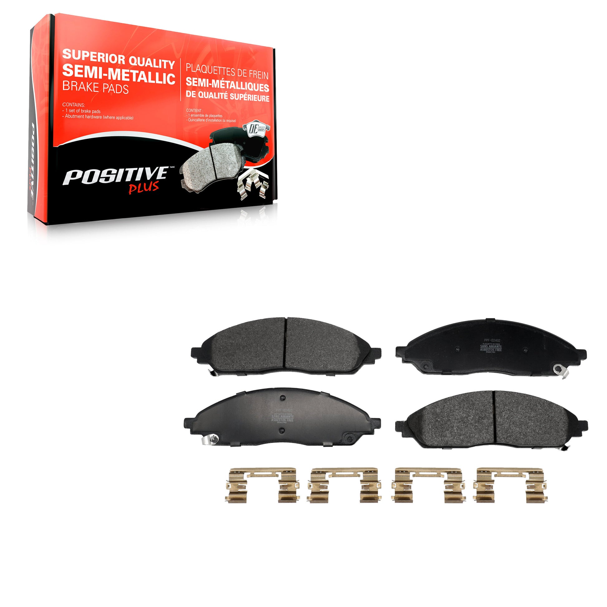 Positive Plus PPF-D2402 Disc Brake Pad for 2020-2025 Jeep Grand Cherokee, Jeep Grand Cherokee L, Chrysler Pacifica - Front