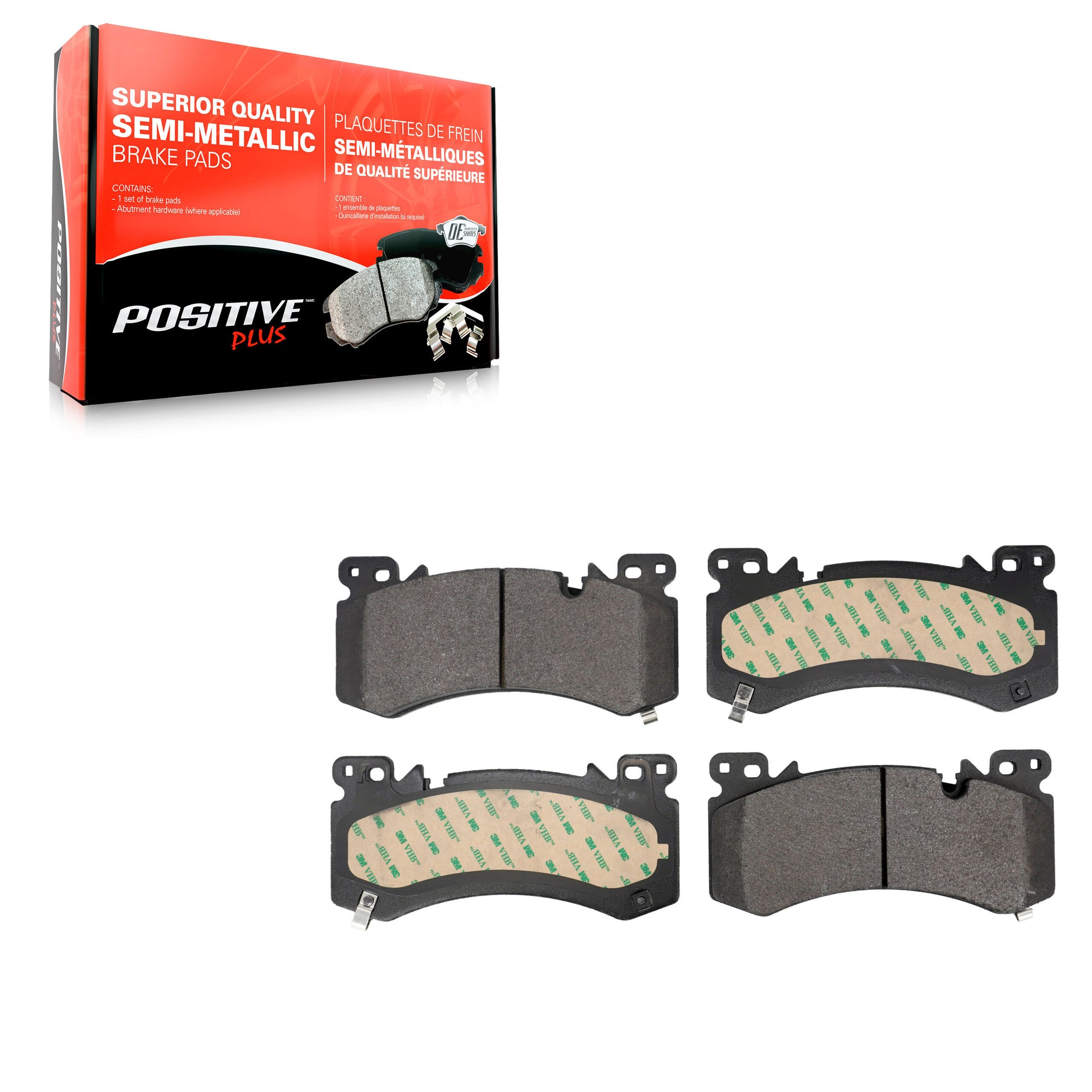 Positive Plus PPF-D2407 Disc Brake Pad for 2021-2025 Chevrolet Silverado 1500, GMC Sierra 1500, Cadillac XT5 - Front