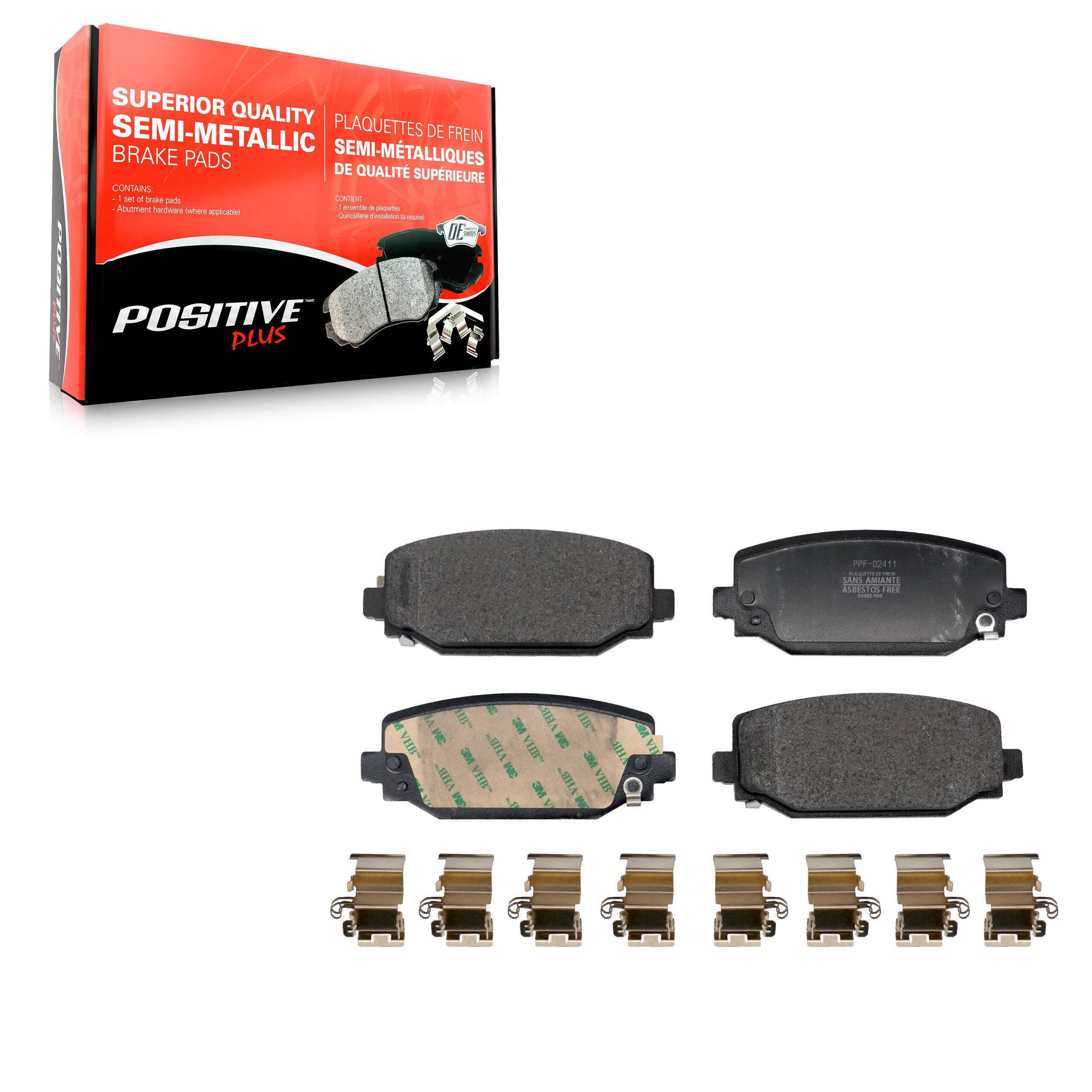 Positive Plus PPF-D2411 Disc Brake Pad for 2021-2023 Jeep Grand Cherokee, Jeep Grand Cherokee L - Rear