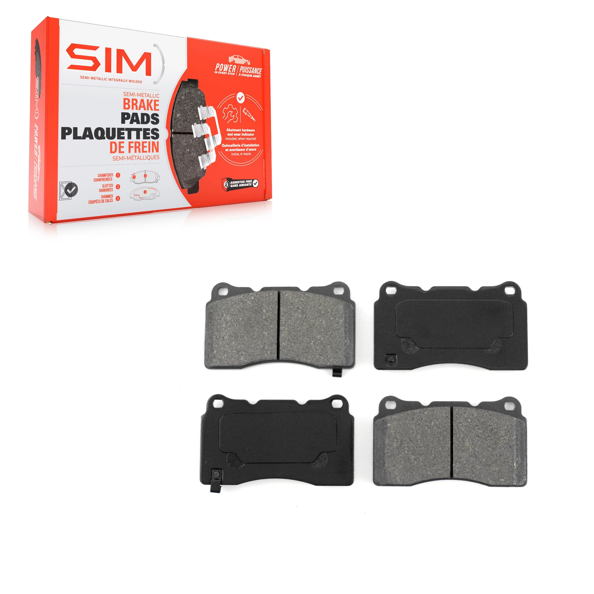 SIM SIM-1001 Disc Brake Pad for 2003-2024 Honda Civic, Chevrolet Camaro, Tesla S - Front, Rear