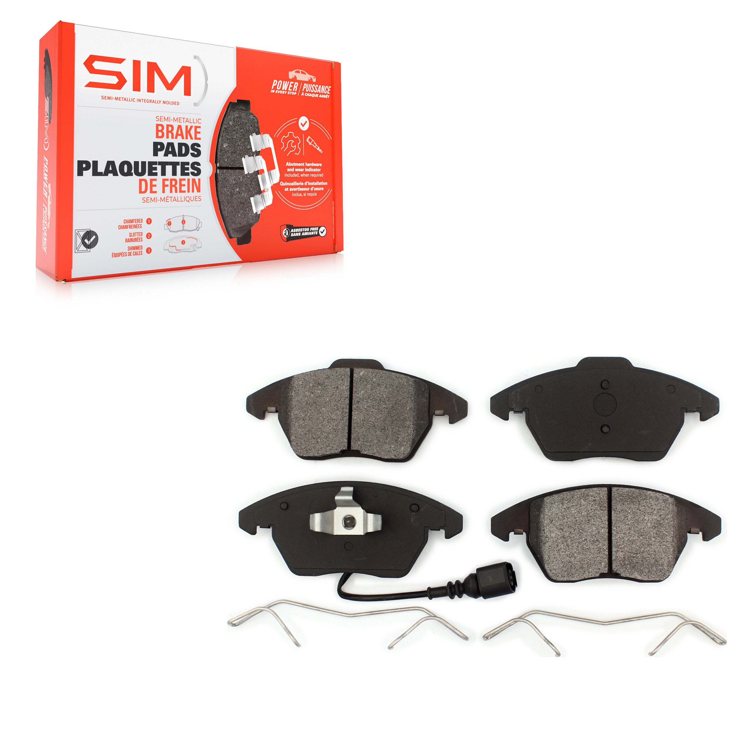 SIM SIM-1107 Disc Brake Pad for 2005-2019 Volkswagen CC, Volkswagen Jetta, Volkswagen Golf - Front