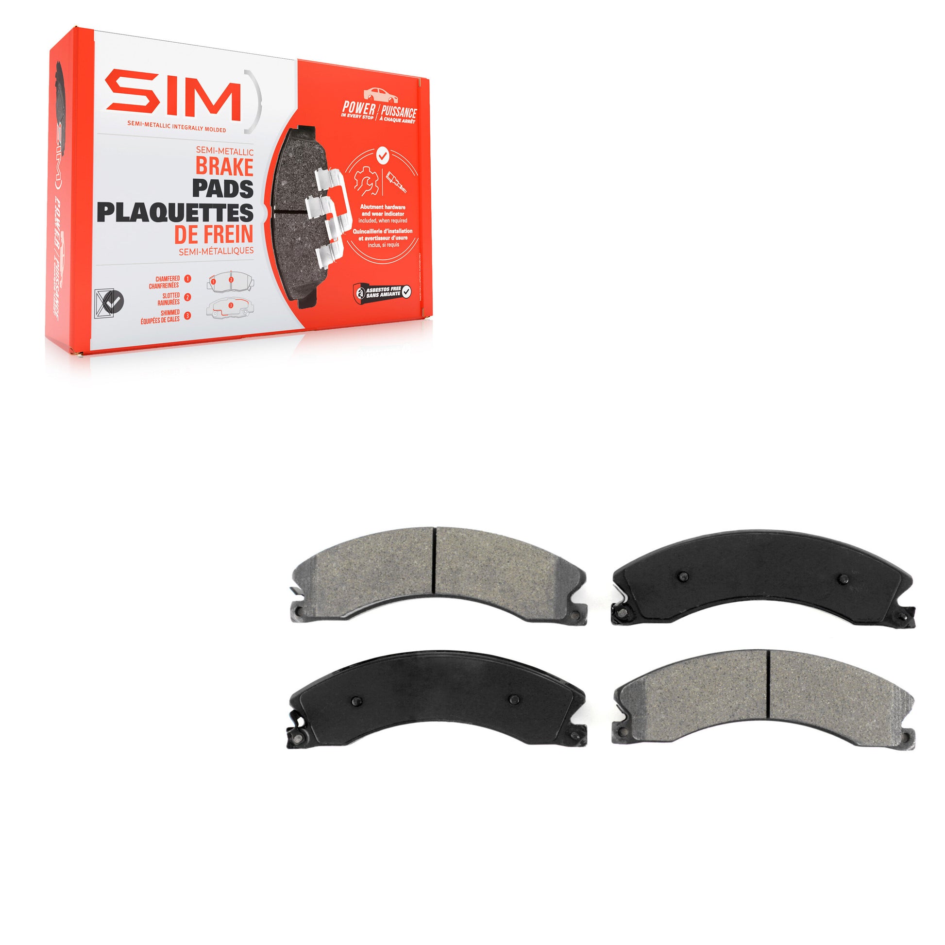 SIM SIM-1411 Disc Brake Pad for 2009-2024 Chevrolet Express 4500, Chevrolet Suburban 3500 HD, Nissan TITAN XD - Rear, Front