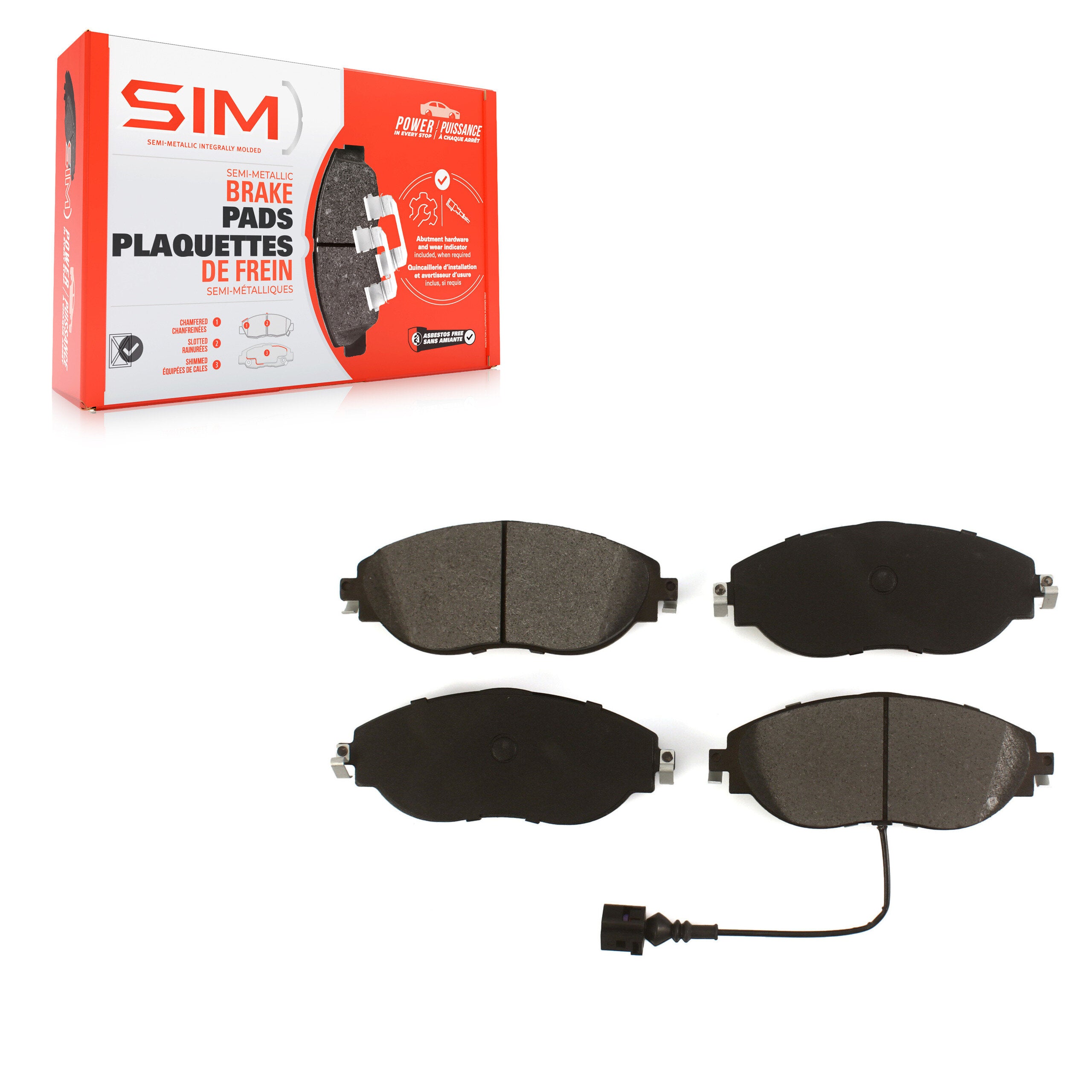 SIM SIM-1633A Disc Brake Pad for 2013-2025 Volkswagen GTI, Audi A3 Quattro, Audi Q3 - Front