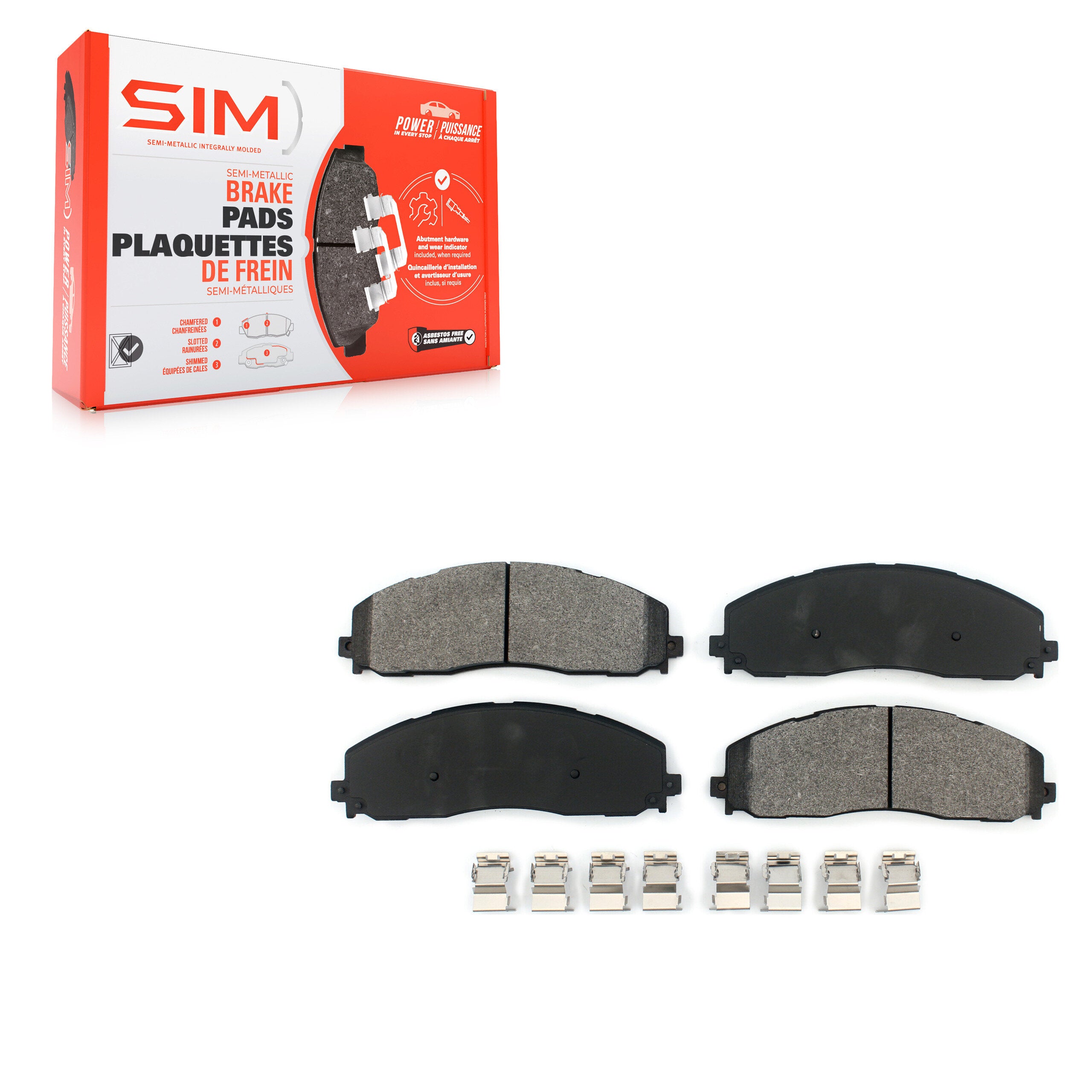 SIM SIM-1680 Disc Brake Pad for 2013-2023 Ford F-250 Super Duty, Ford F-350 Super Duty, Ford F-450 Super Duty - Front
