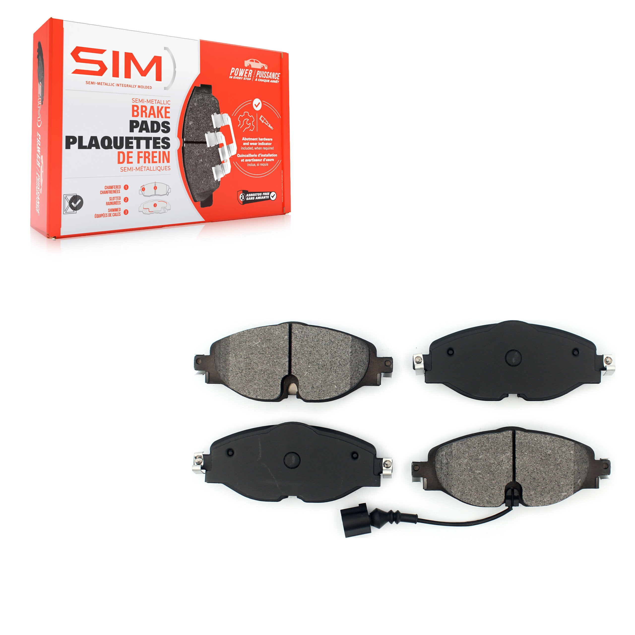 SIM SIM-1760A Disc Brake Pad for 2015-2025 Volkswagen Jetta, Volkswagen Taos, Volkswagen Golf - Front